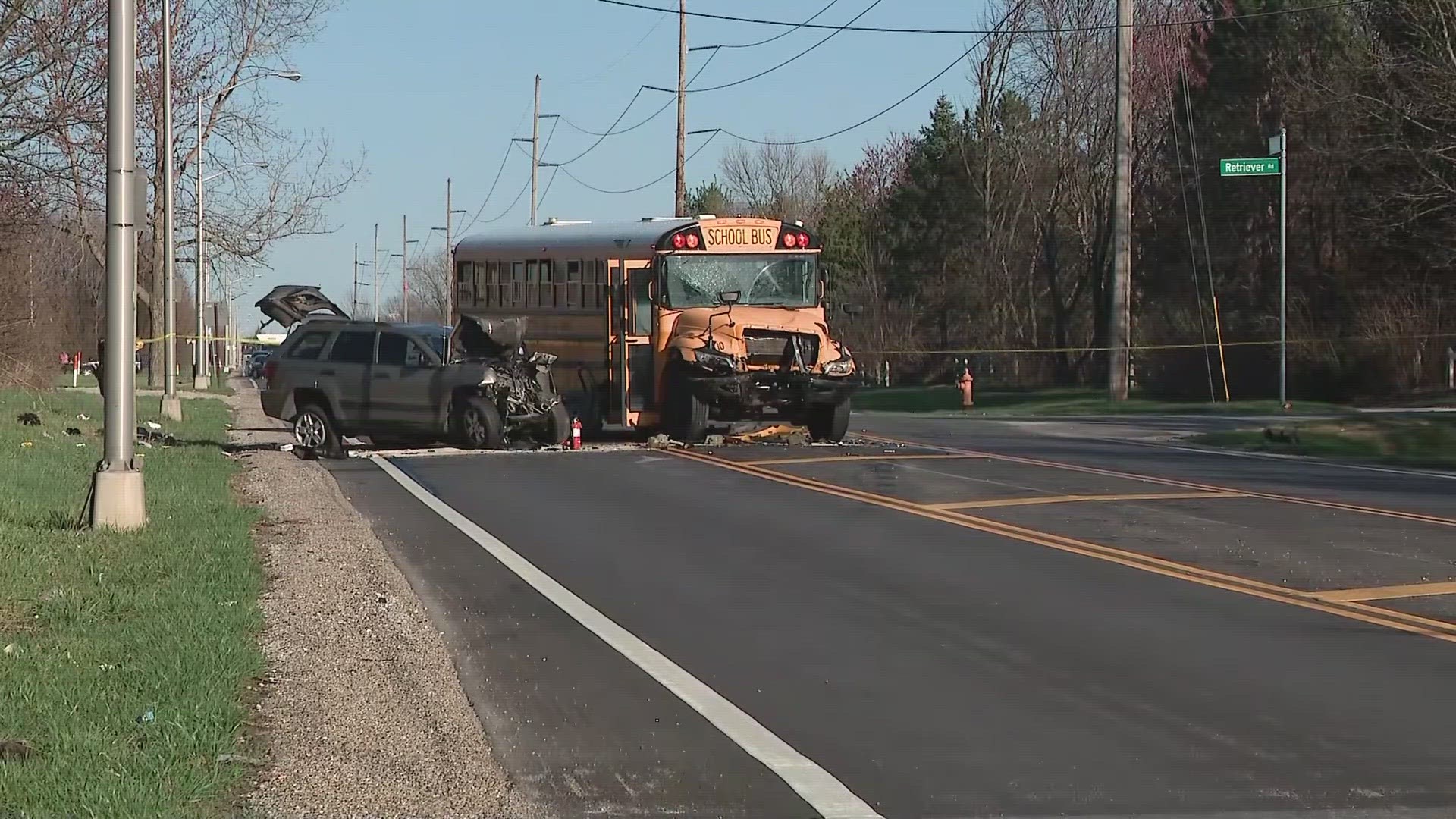 Three people were injured in a head-on crash involving a Groveport-Madison school bus and an SUV in southeast Columbus on Monday.