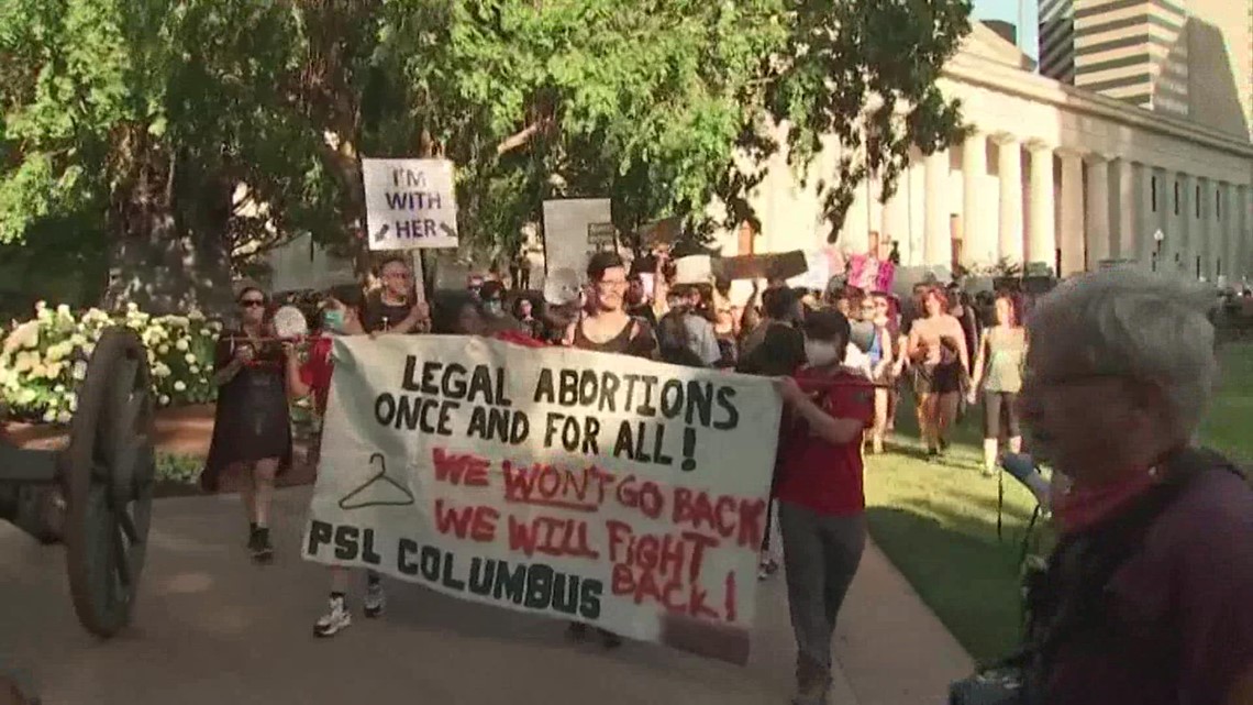 More than a thousand abortion rights demonstrators march in Columbus
