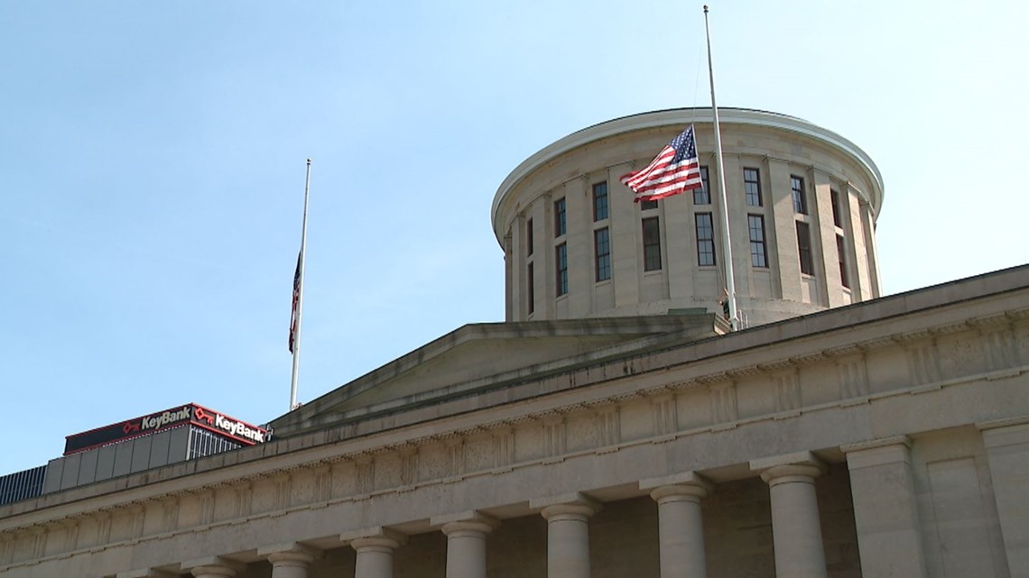 Flags lowered at Ohio Statehouse in honor of 1 million Americans killed by COVID
