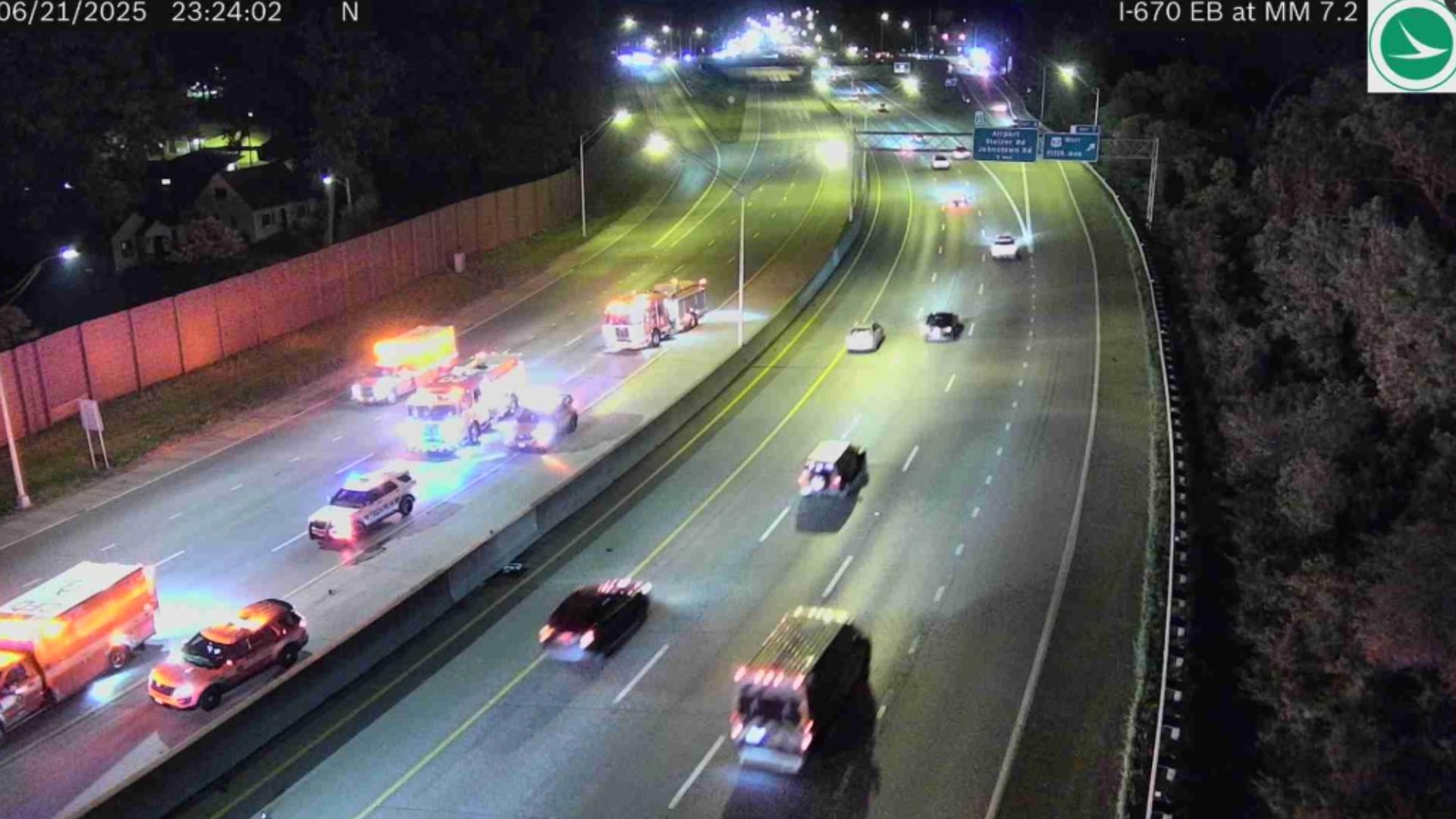 One person was killed, and another was injured in a crash on Interstate 670 in northeast Columbus Saturday night, according to a Columbus public safety dispatcher.