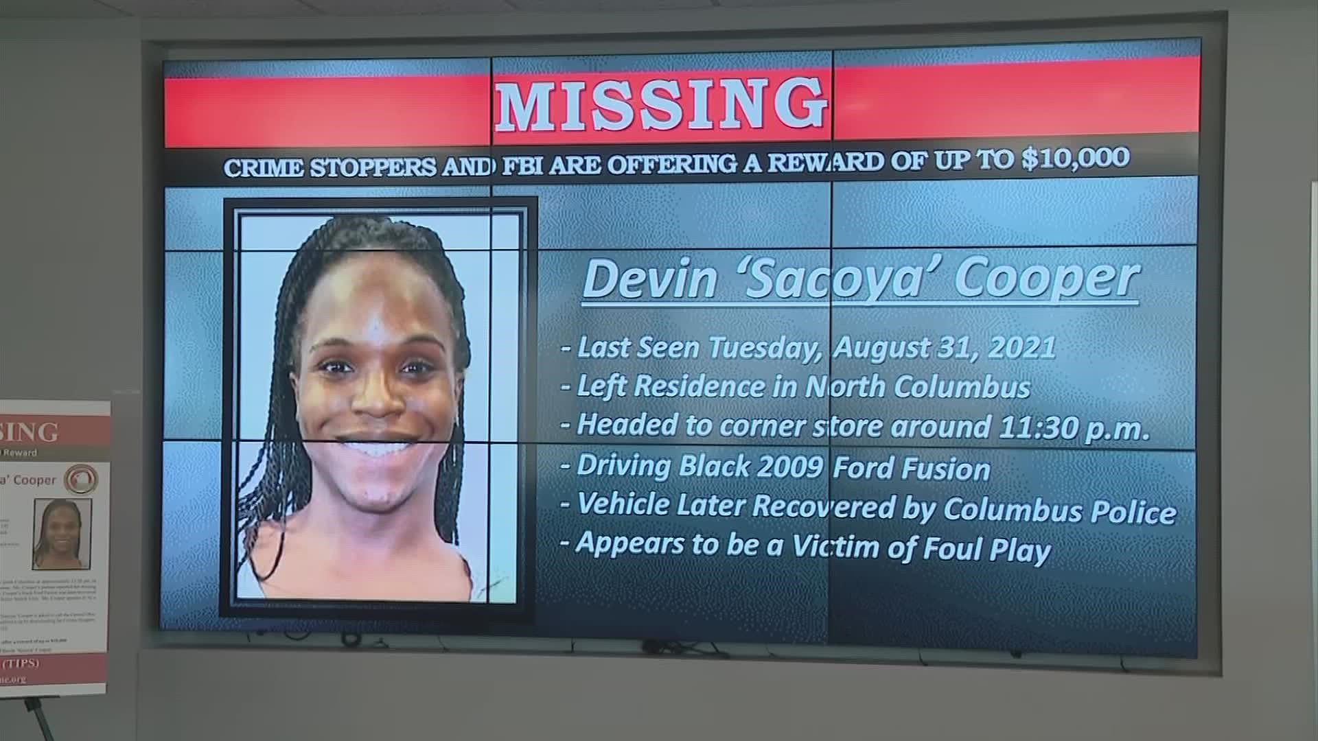 The Central Ohio Crime Stoppers, partnering with the FBI, is offering a reward of up to $10,000 for information on the whereabouts of Devin 'Sacoya' Cooper.