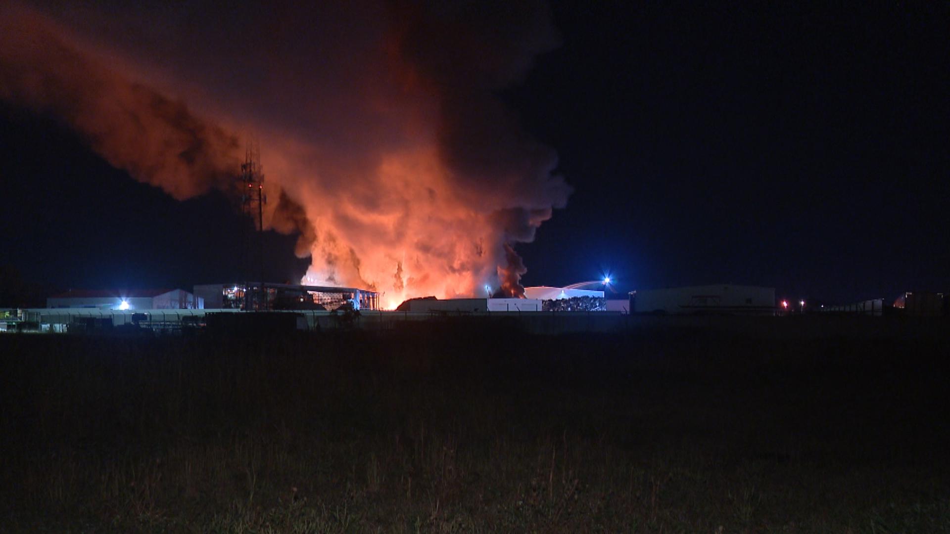 Columbus fire crews are working to contain a large fire that broke out at an auto scrapyard on the southeast side early Friday morning.