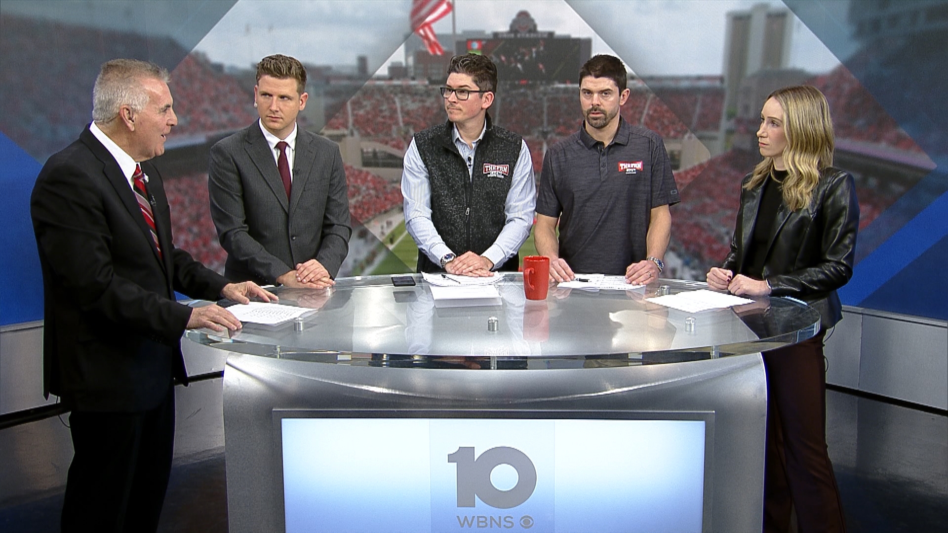 10TV's Dom Tiberi, Adam King and Nicole Shearin were joined by 97.1 The Fan's Dane Sanzenbacher and Tim Hall to go over the CFP rankings and matchups.