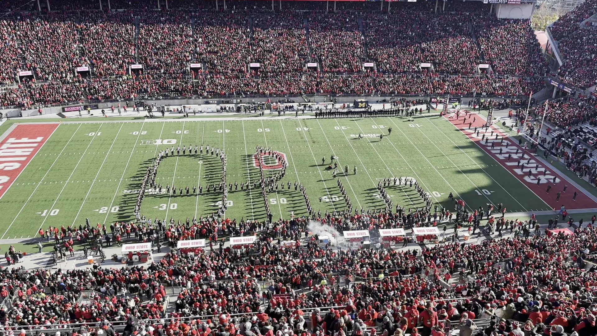 Ohio State Marching Band performs "Script Ohio" on Nov. 30, 2024, before the Michigan game.