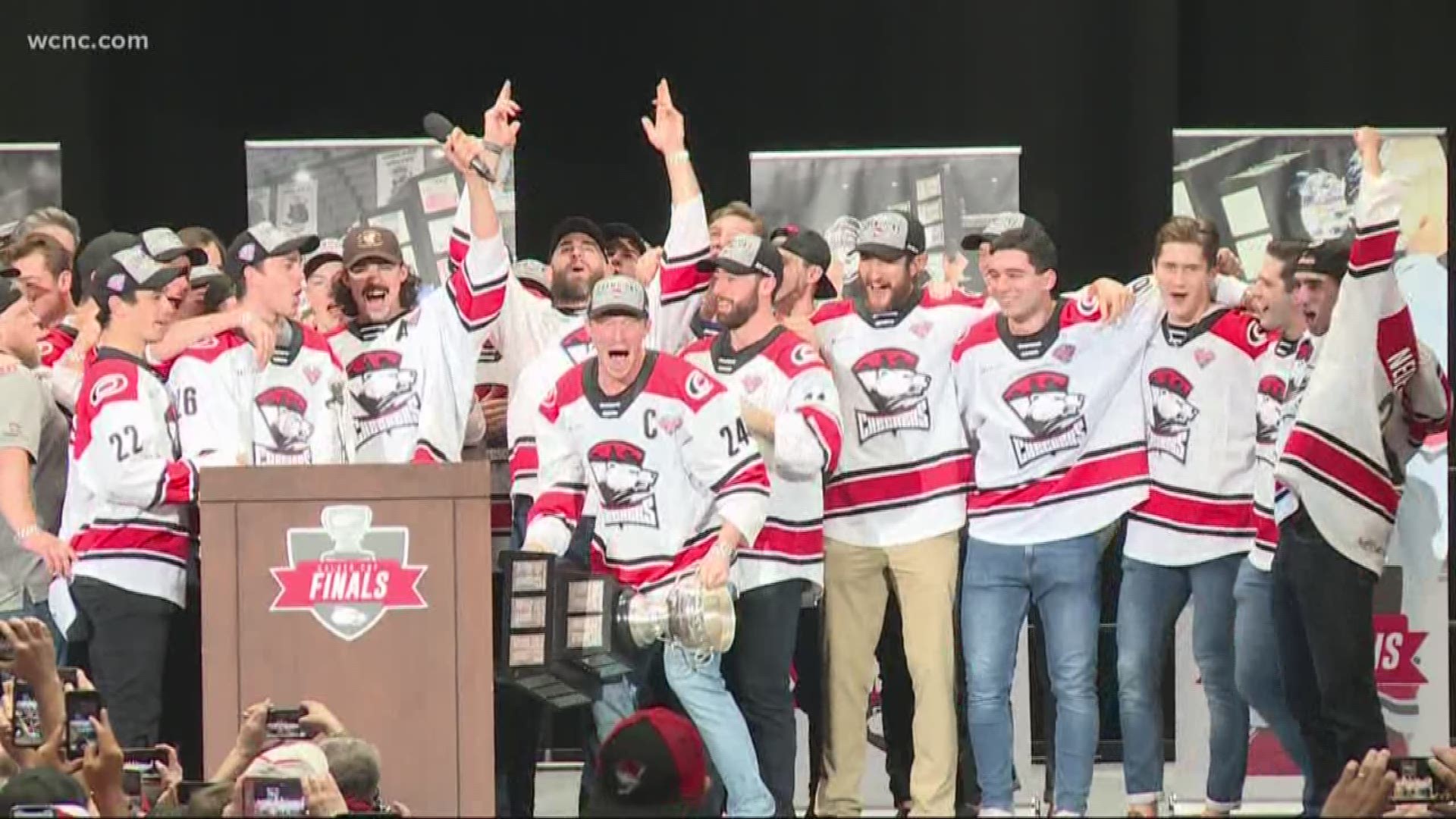 The Charlotte Checkers celebrated the first Calder Cup championship in team history Monday night.