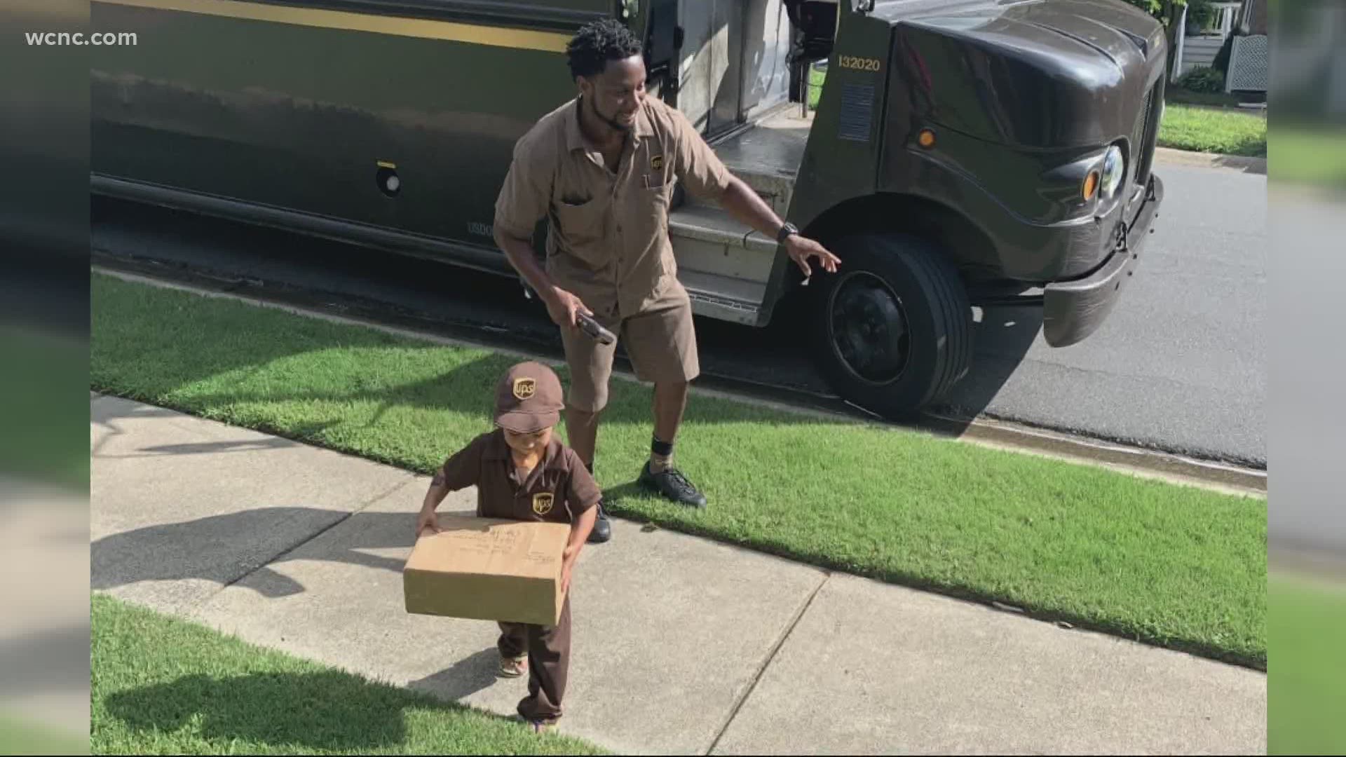 The Charlotte boy is now inspired to become a delivery driver when he grows up.