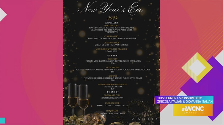 Celebrate Christmas Eve or New Years Eve in style, sponsored by Zinicola Italian and Giovanna Italian