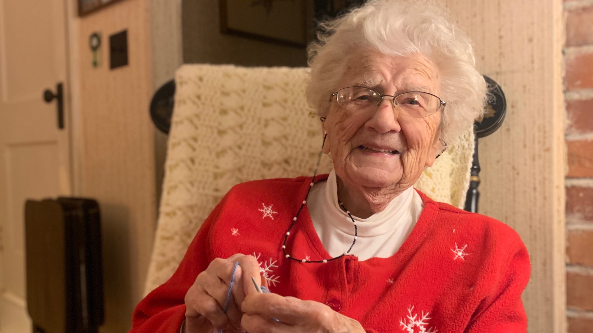 Dottie Brown of Lewiston has been knitting for more than a century. Her mother taught her when she was 4-years-old in 1919.