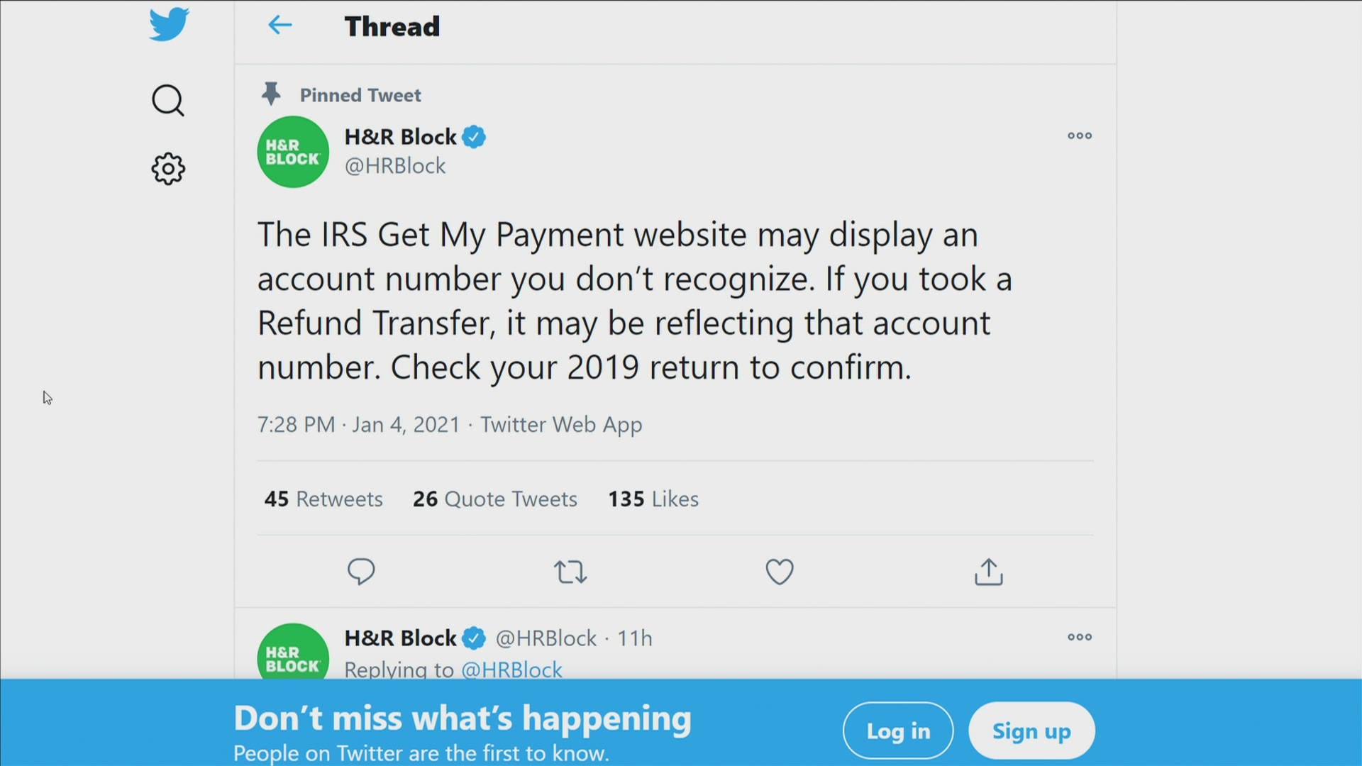 Stimulus Check H&r Block Account Number - BKLIC