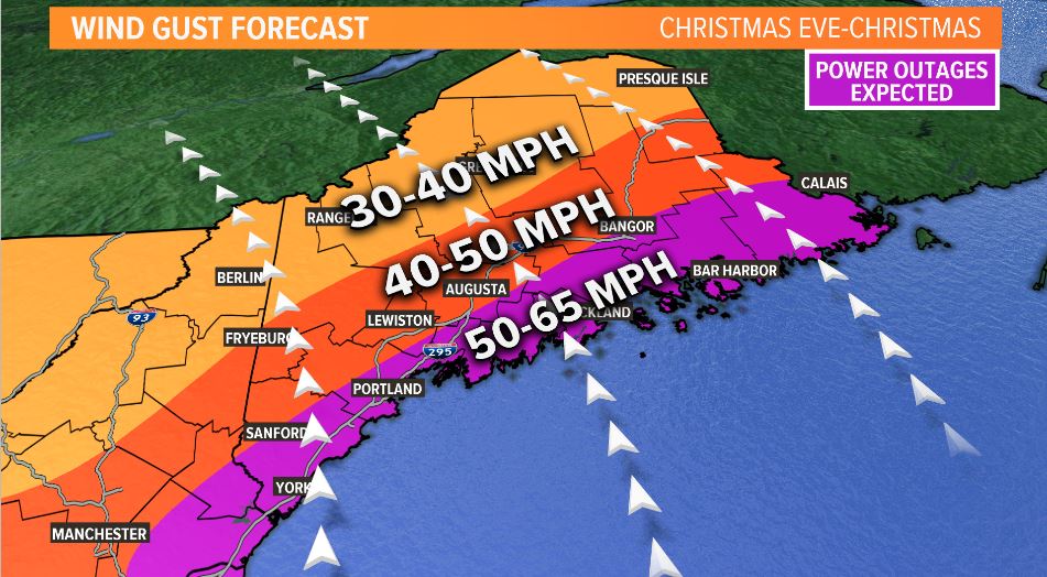 Storm will bring Maine lots of rain and wind for Christmas
