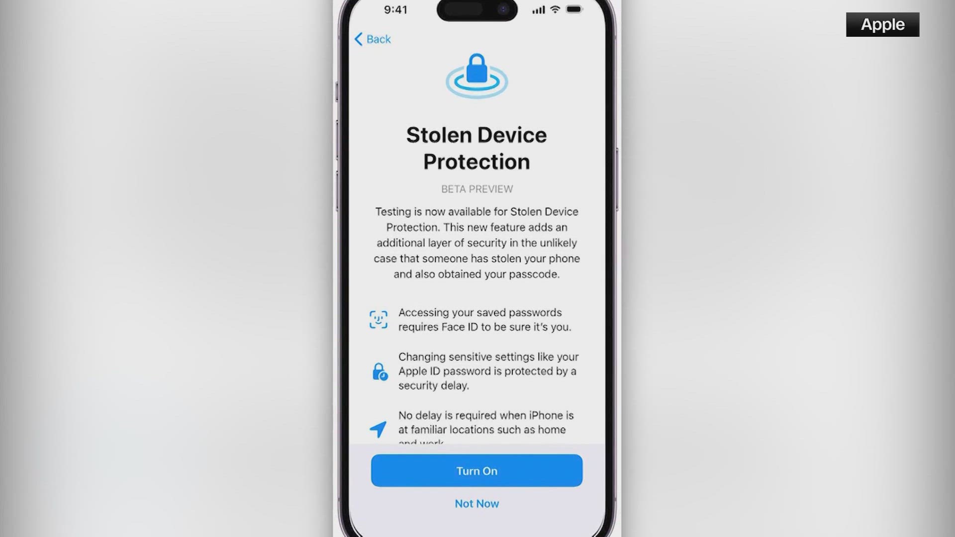 Apple's new Stolen Device Protection feature requires users to have two-factor authentication and Find My enabled.