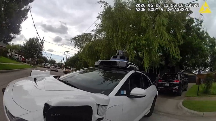 Video shows Waymo driverless vehicle blocking road after North Texas apartment explosion