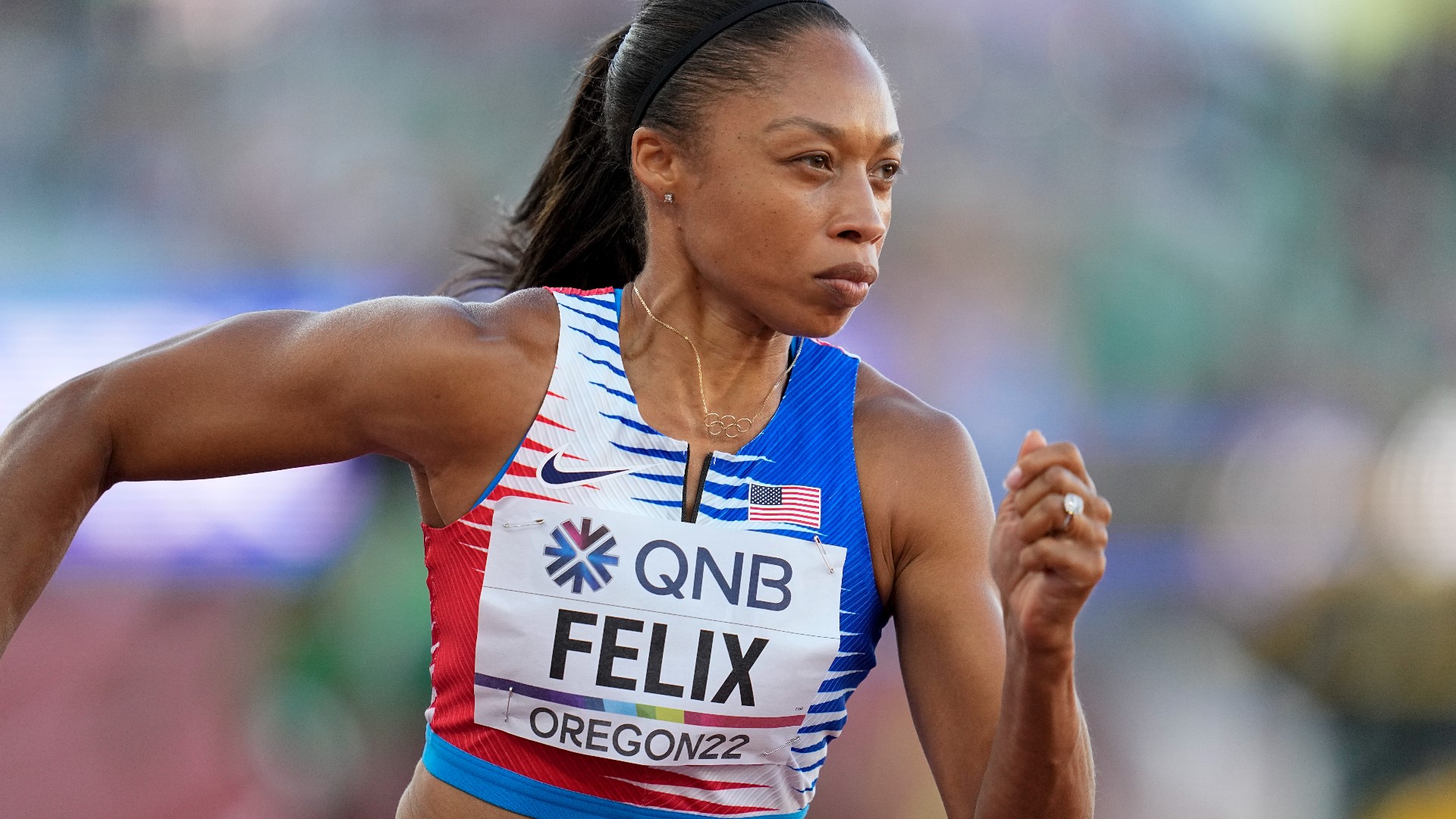 Felix won her 19th and final medal in the world championships Friday night.