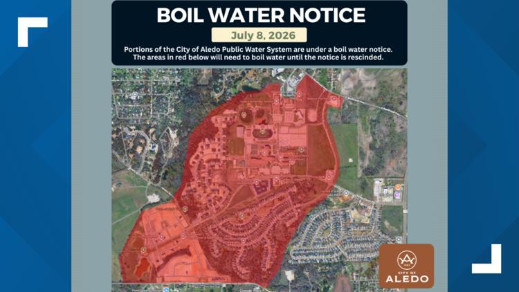 Parts of Aledo under boil water notice after a water main break, city officials say