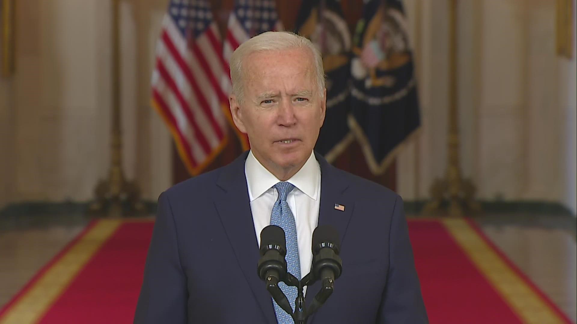 President Joe Biden said Tuesday he takes full responsibility for the decision to end the Afghanistan war and to pull all U.S. military members out by Aug. 31.