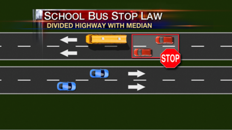 Divided Highway School Bus Stopping