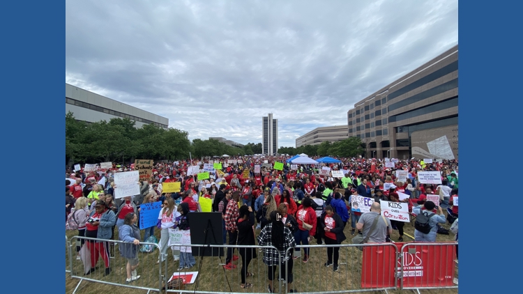 Thousands of teachers rally in Raleigh for higher pay and school funding as WFMY News 2 covers live