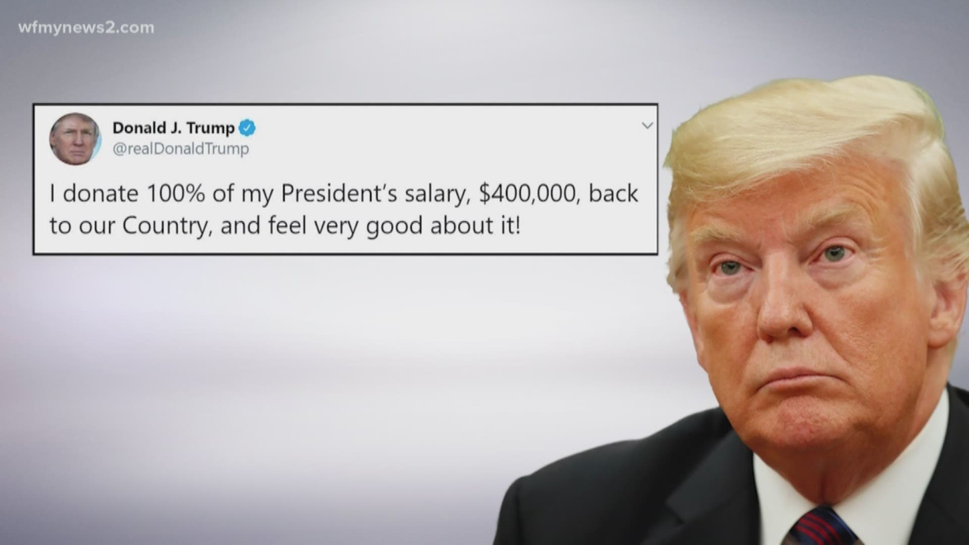 For his first three years in office, President Trump donated his $400,000 salary each quarter to different agencies. Each has received $100,000.