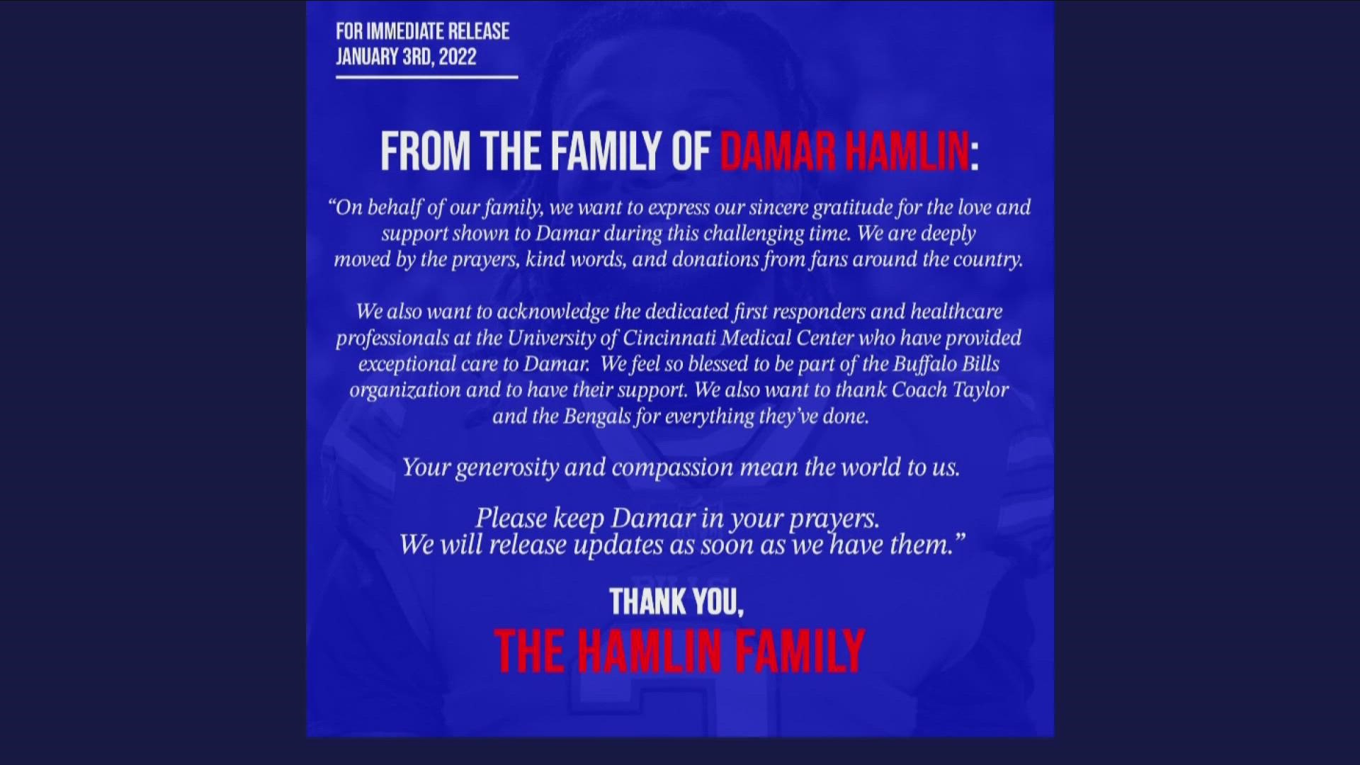 Outpouring of support for Damar Hamlin