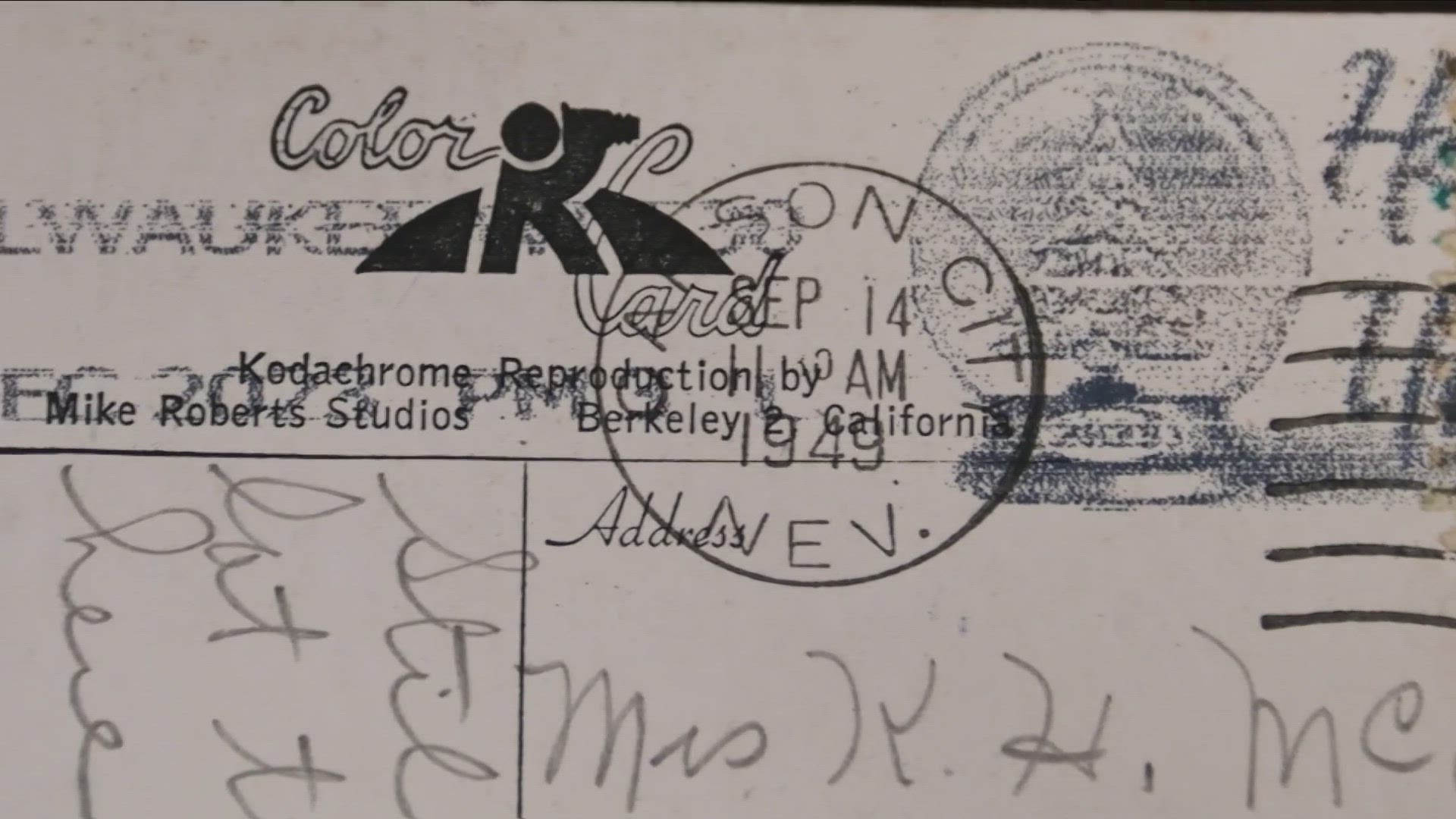 There's one postmark indicating the card was mailed from Carson city, in September of 1949.