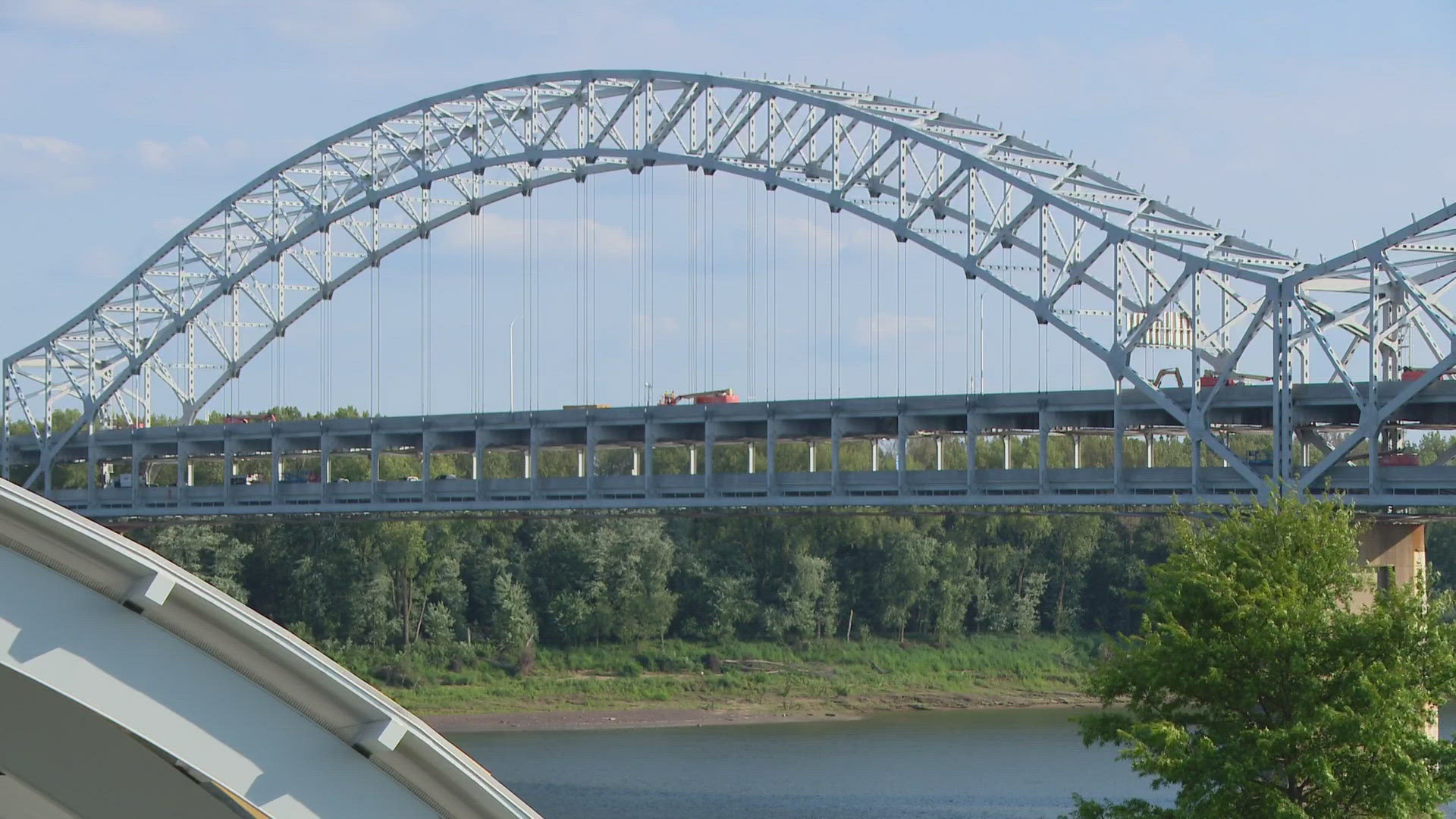 The Sherman Minton Bridge was shut down for over 8 hours after a truck crashed into a painter's platform.