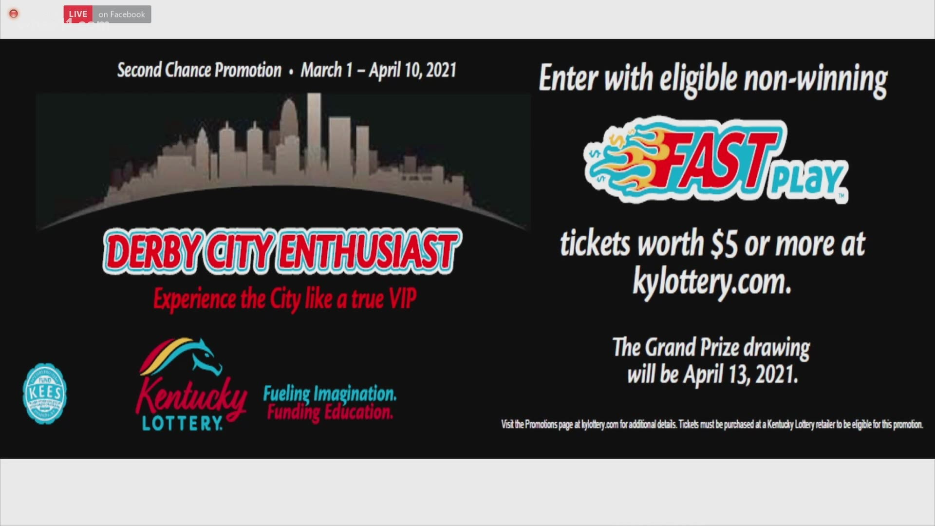 To register, players must enter a non-winning Fast Play Lottery ticket online. The prizes include a helicopter tour of the city and a tour of Churchill Downs.