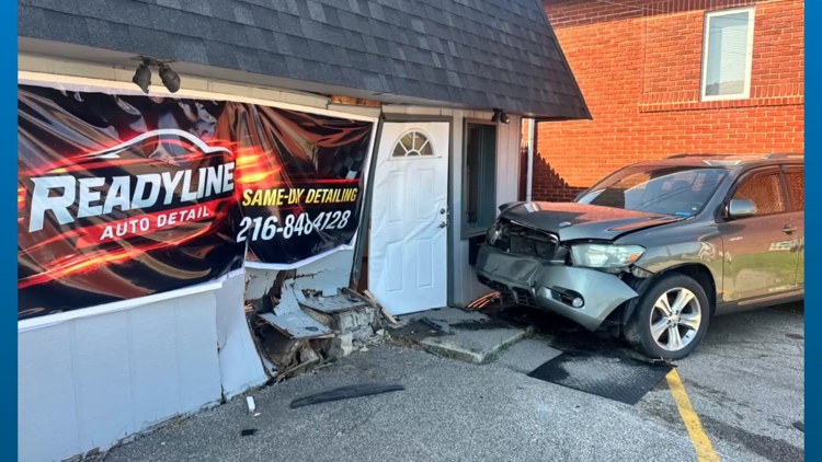 Suspected drunk driver crashes into Cleveland auto detail shop, causing thousands in damages