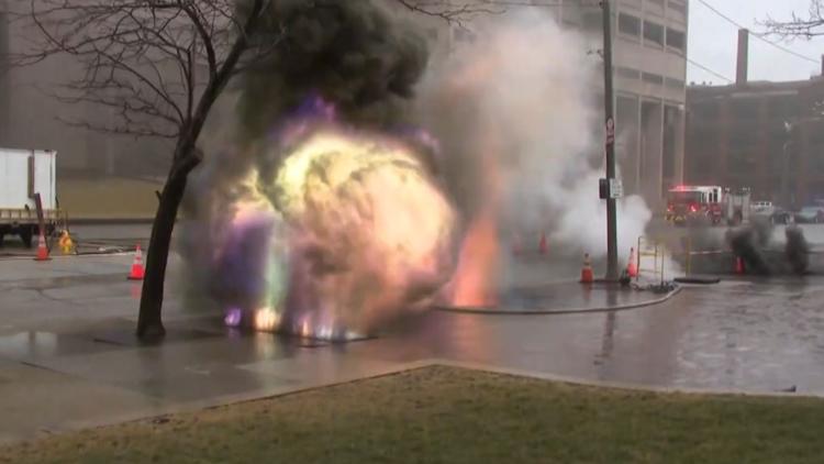WATCH: Explosion caught on camera as crews respond to underground electrical fire in Cleveland