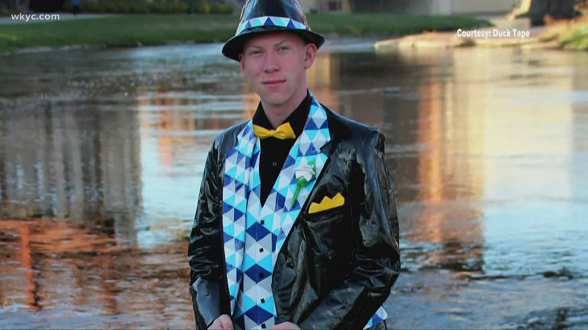 Duck Tape's Stuck at Prom competition is all virtual this year, offering teenagers a chance to build dress attire out of tape & win scholarships. Will Ujek reports.
