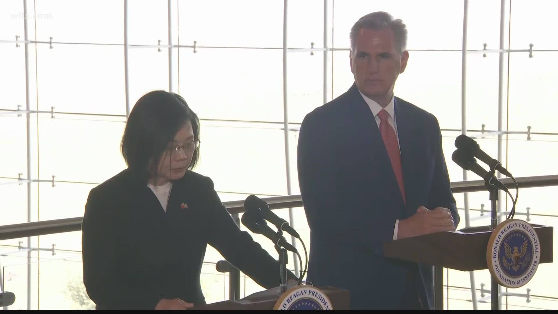 Risking China's anger, House Speaker Kevin McCarthy hosted Taiwan President Tsai Ing-wen on Wednesday.