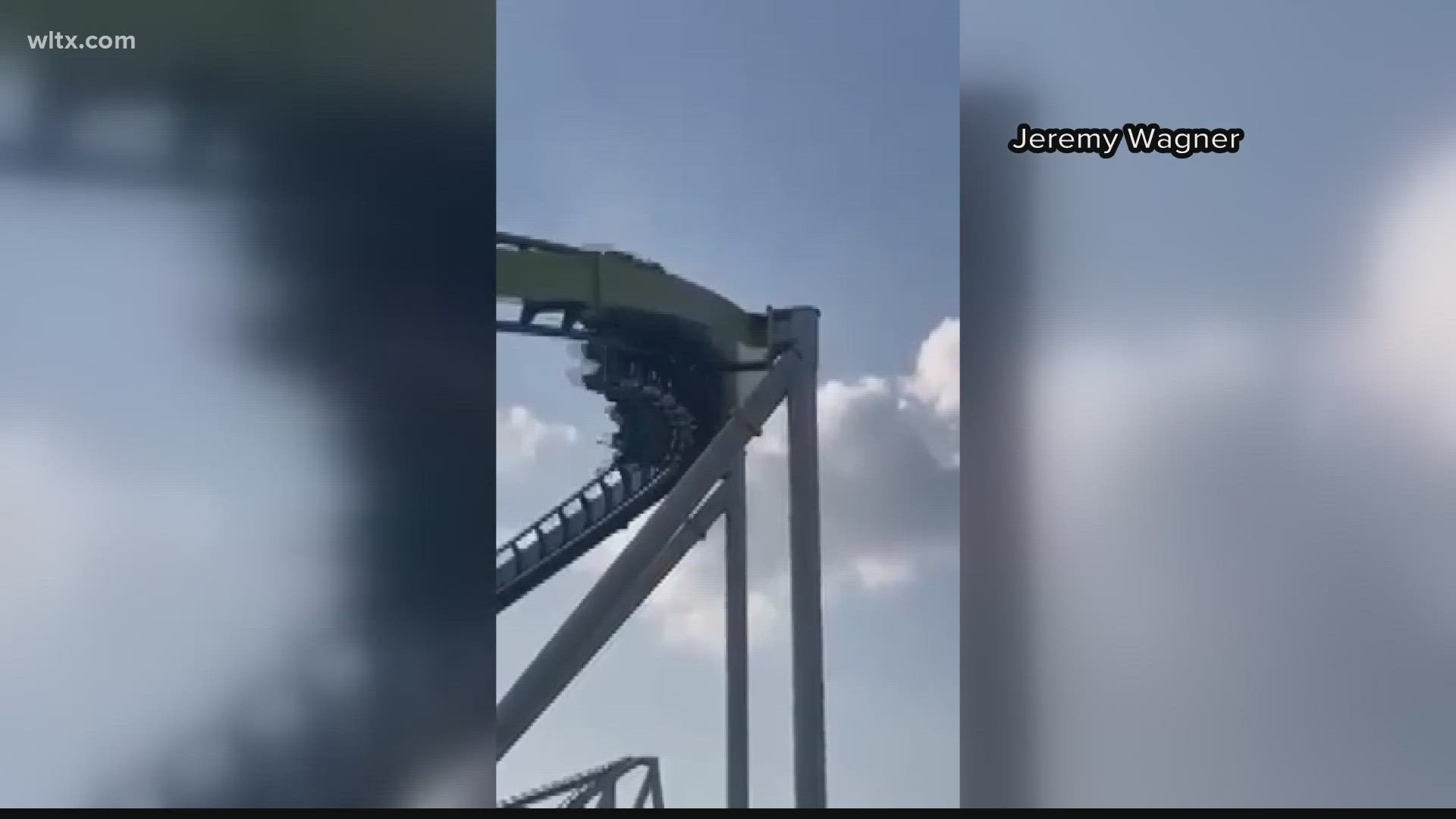 Video shows the ride running at one point, with the affected part of the beam visibly moving as the coaster cars run on the track it supports.