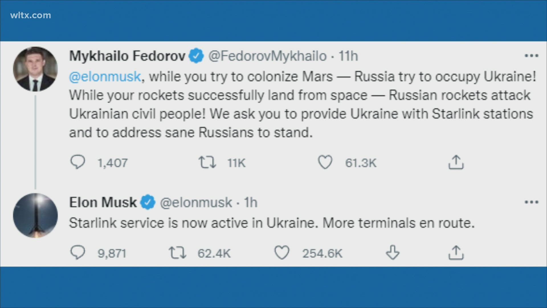 Elon Musk tweets using SpaceX's Starlink satellite internet