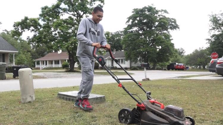 South Carolina teen starts lawn care business to raise money for his adoption