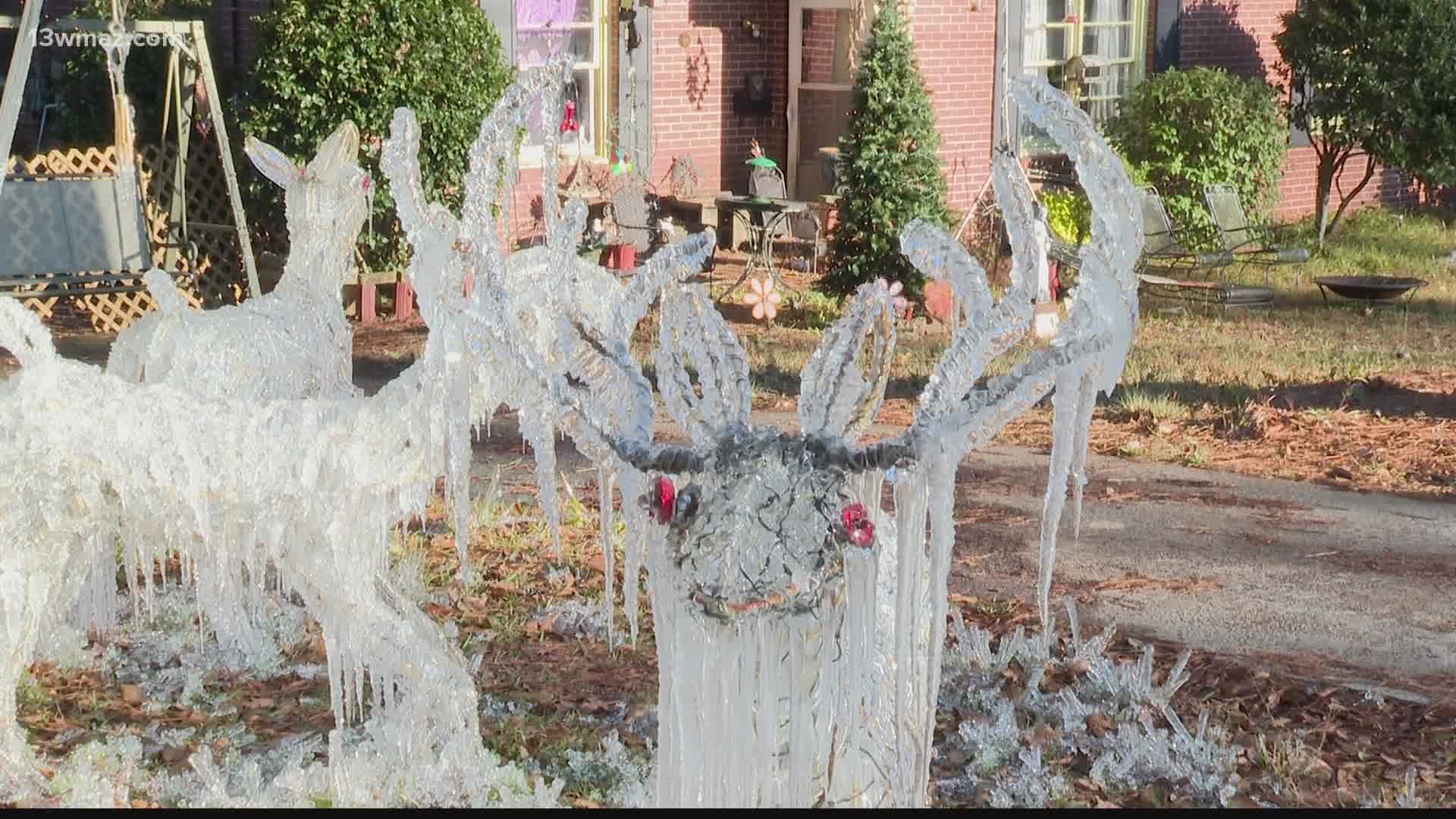 One Macon man is spreading some cheer of his own while having fun with the frigid weather.