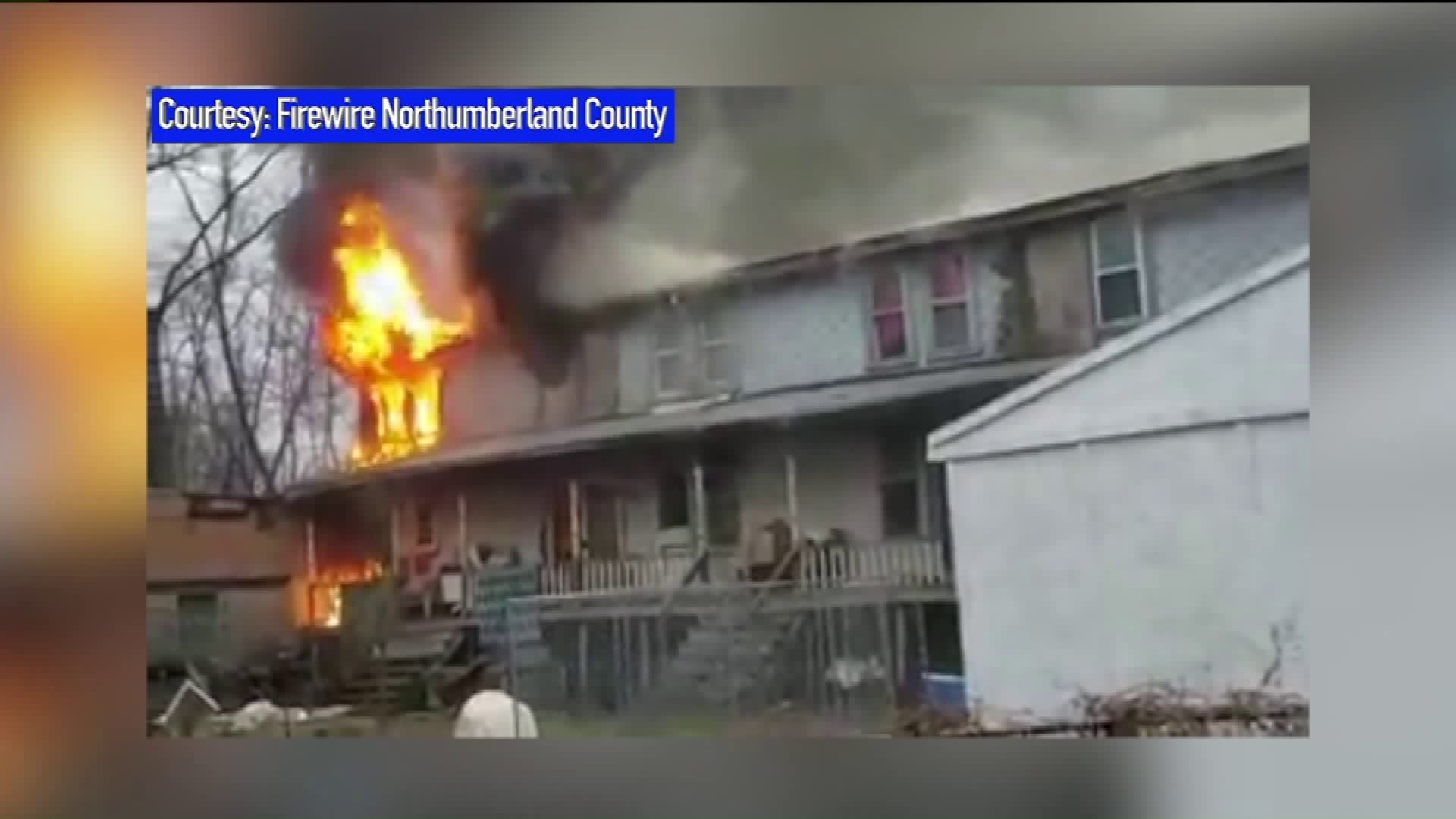 Fire Forces 11 from Row Homes in Northumberland County