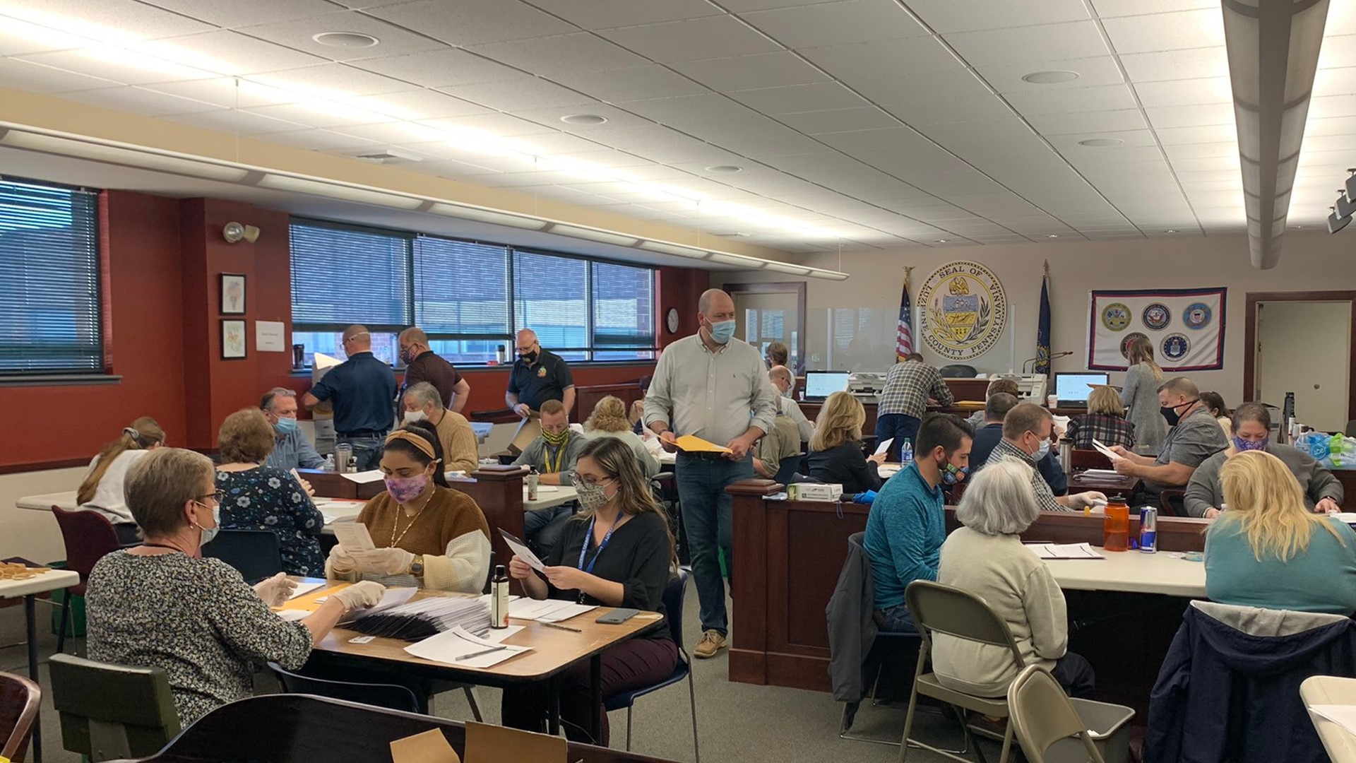 Election officials in Luzerne County resumed the process of counting votes on Wednesday morning.