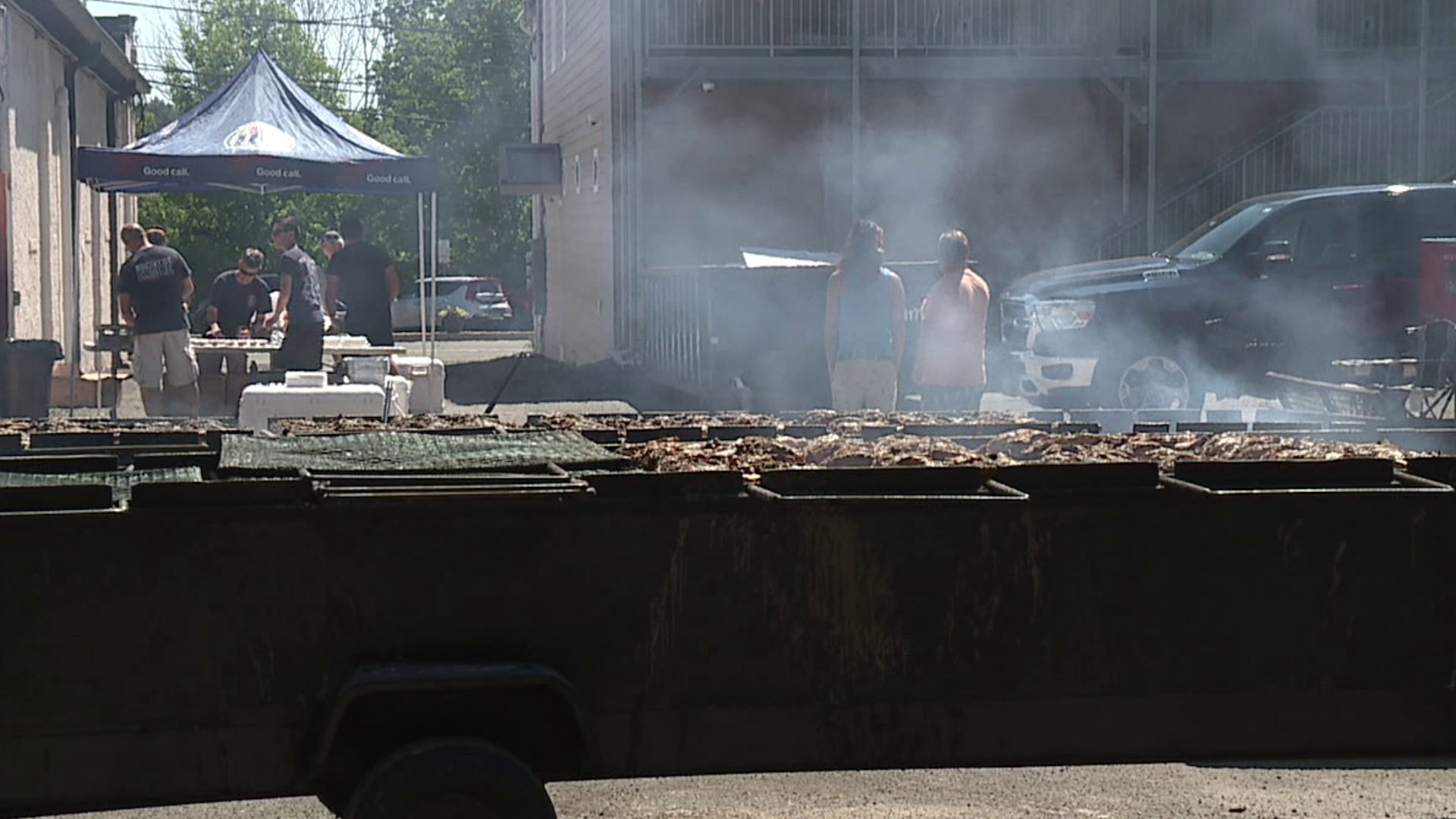 Firefighters cooked up more than a thousand chickens to raise funds.