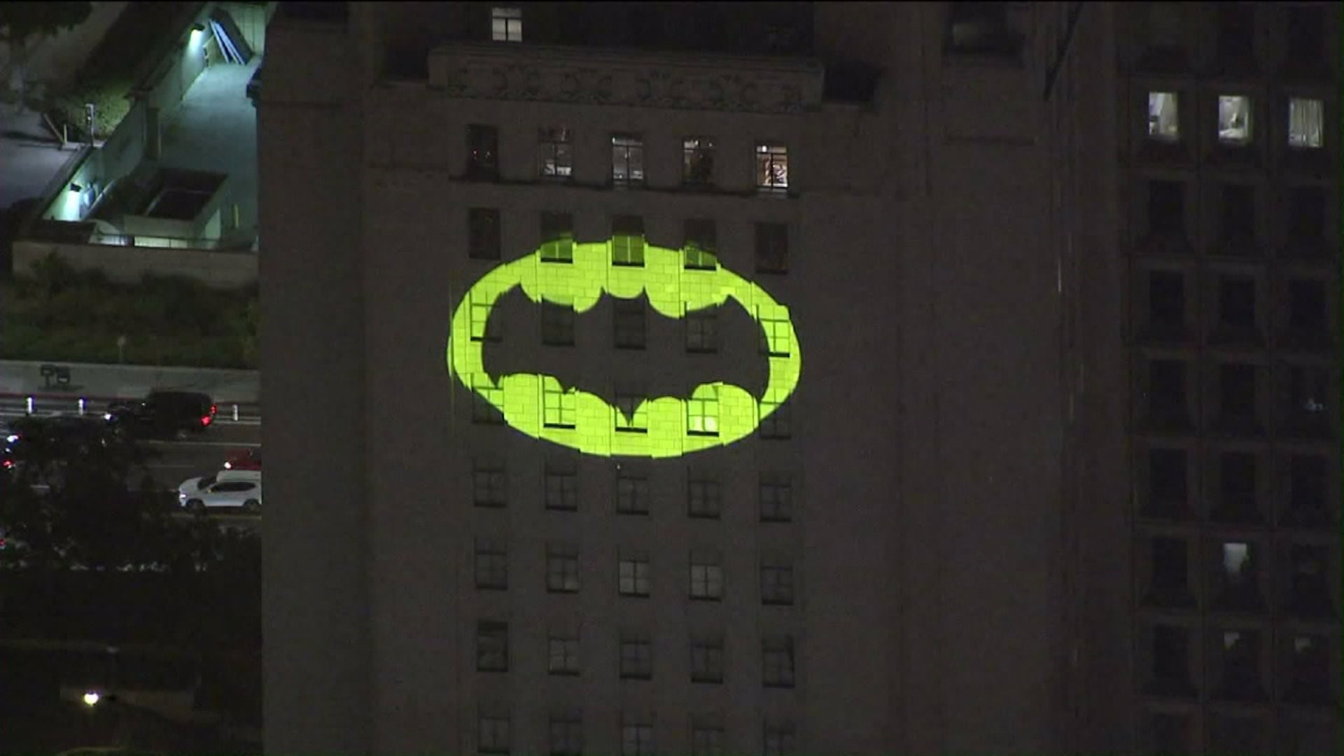 Los Angeles Lights Bat-Signal for Adam West