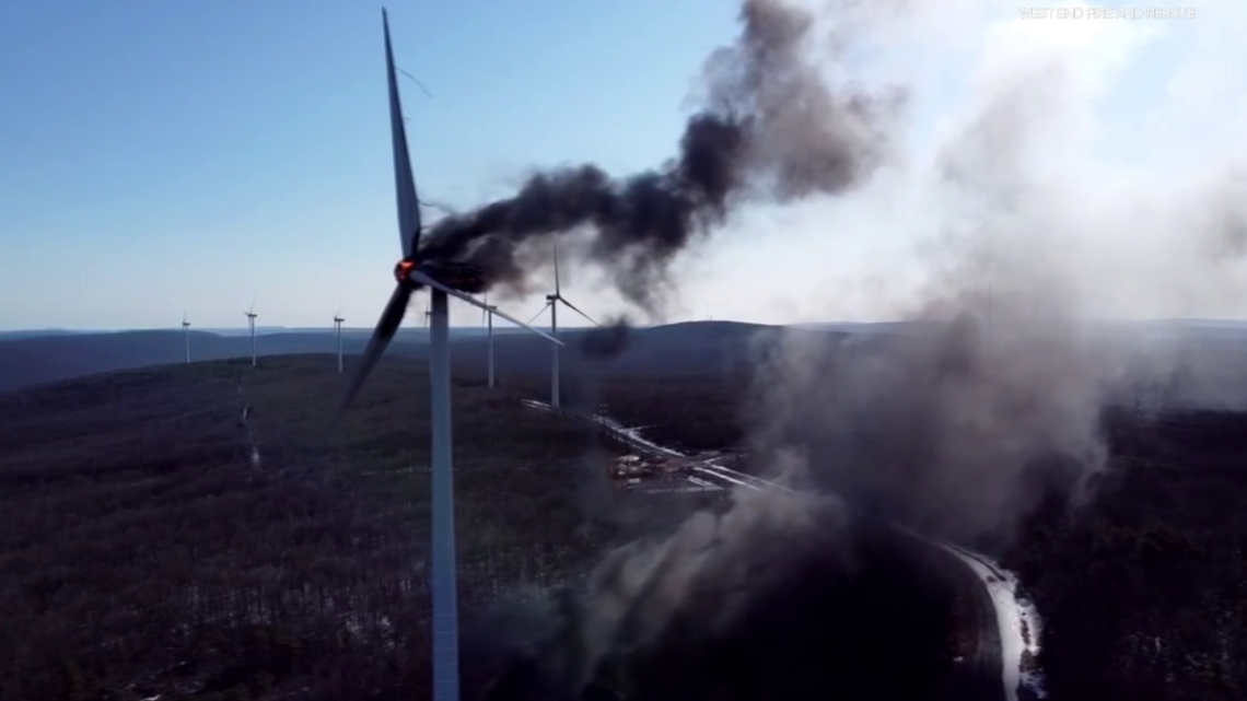 Windmill damaged by fire in Schuylkill County