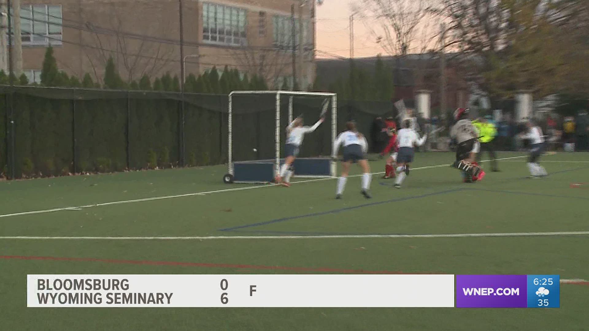 Wyoming Seminary blasts Bloomsburg 6-0 in Class 'A' Field Hockey.  Blue Knights look for a three-peat on Satruday.