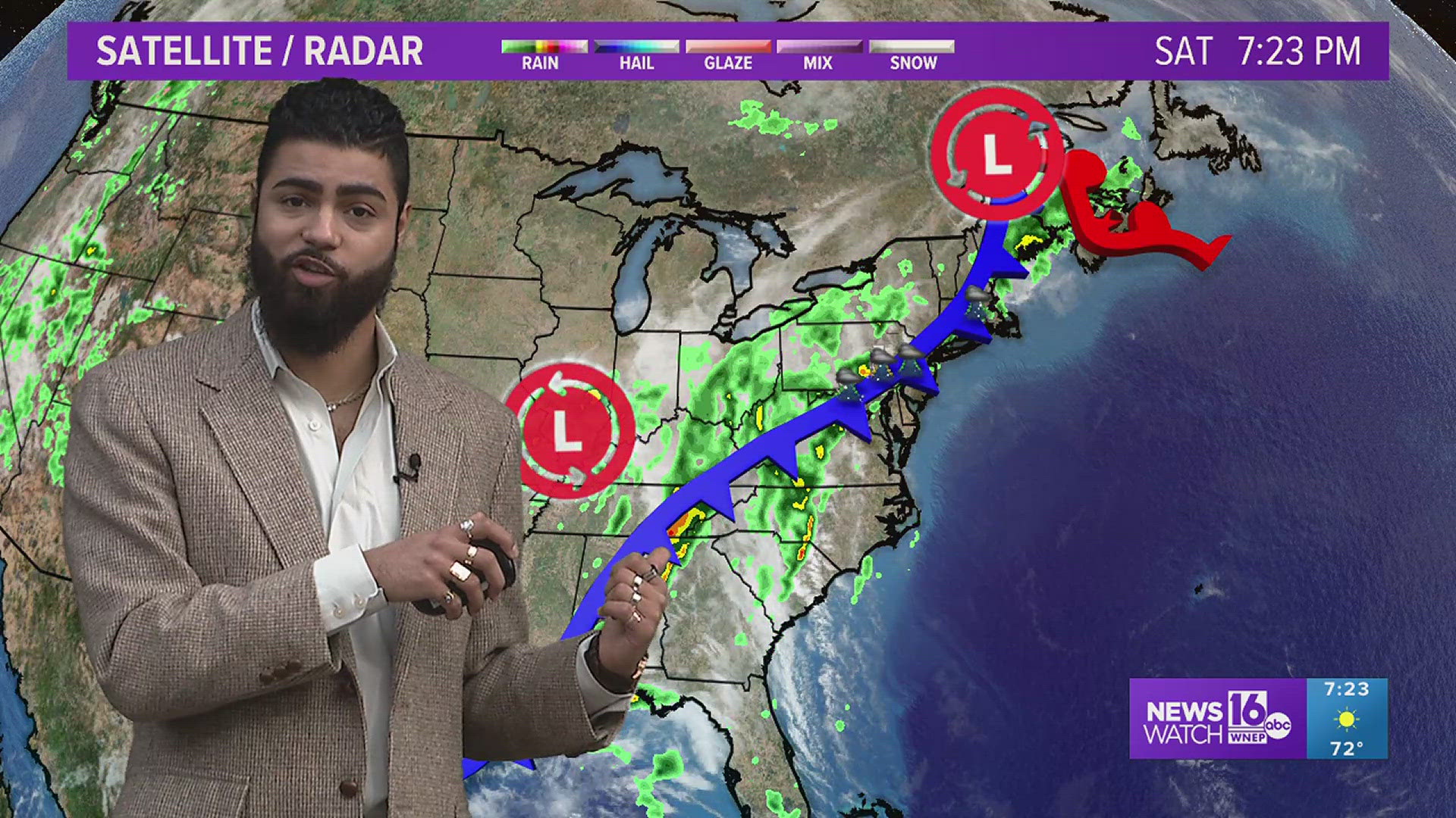 We dry out somewhat for Sunday afternoon and evening, but hold on to the clouds.