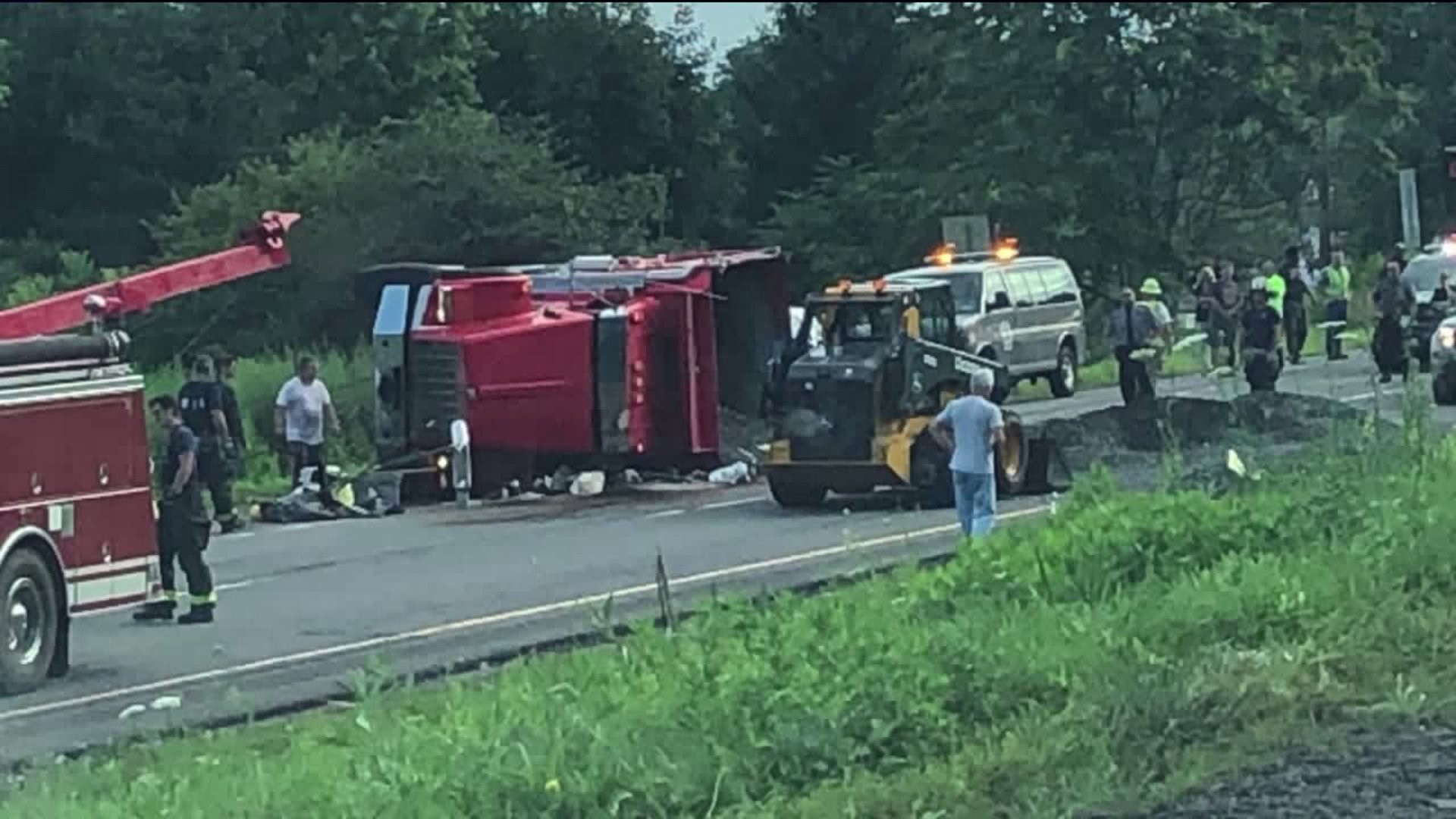 Dump Truck Rollover Snarls Traffic on I-81 Near Scranton