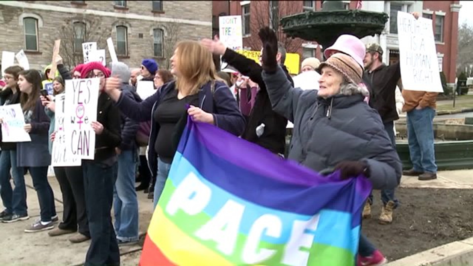 Women's March in Bloomsburg Displays Country's Divide