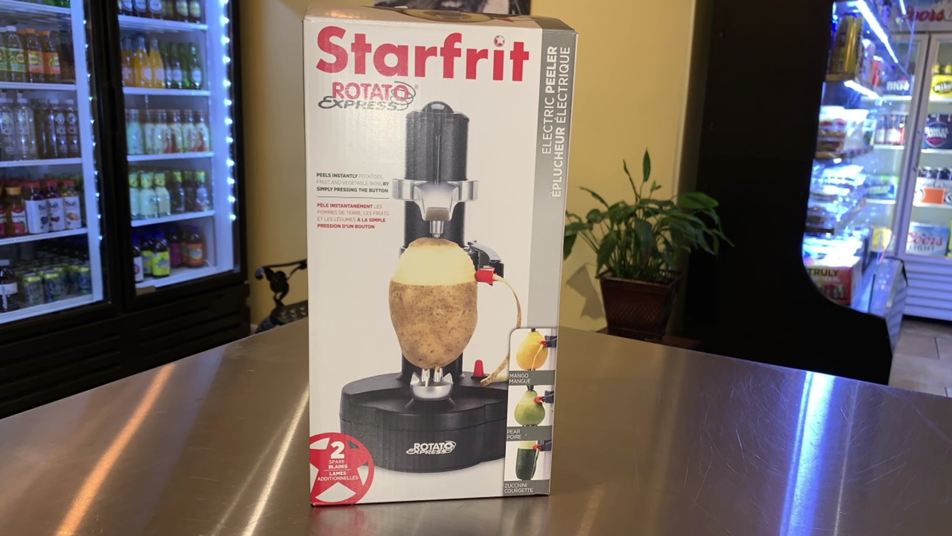 It's a new peeling machine that automatically peels away potato skins, fruits, and other vegetables in just seconds, according to the manufacturer.