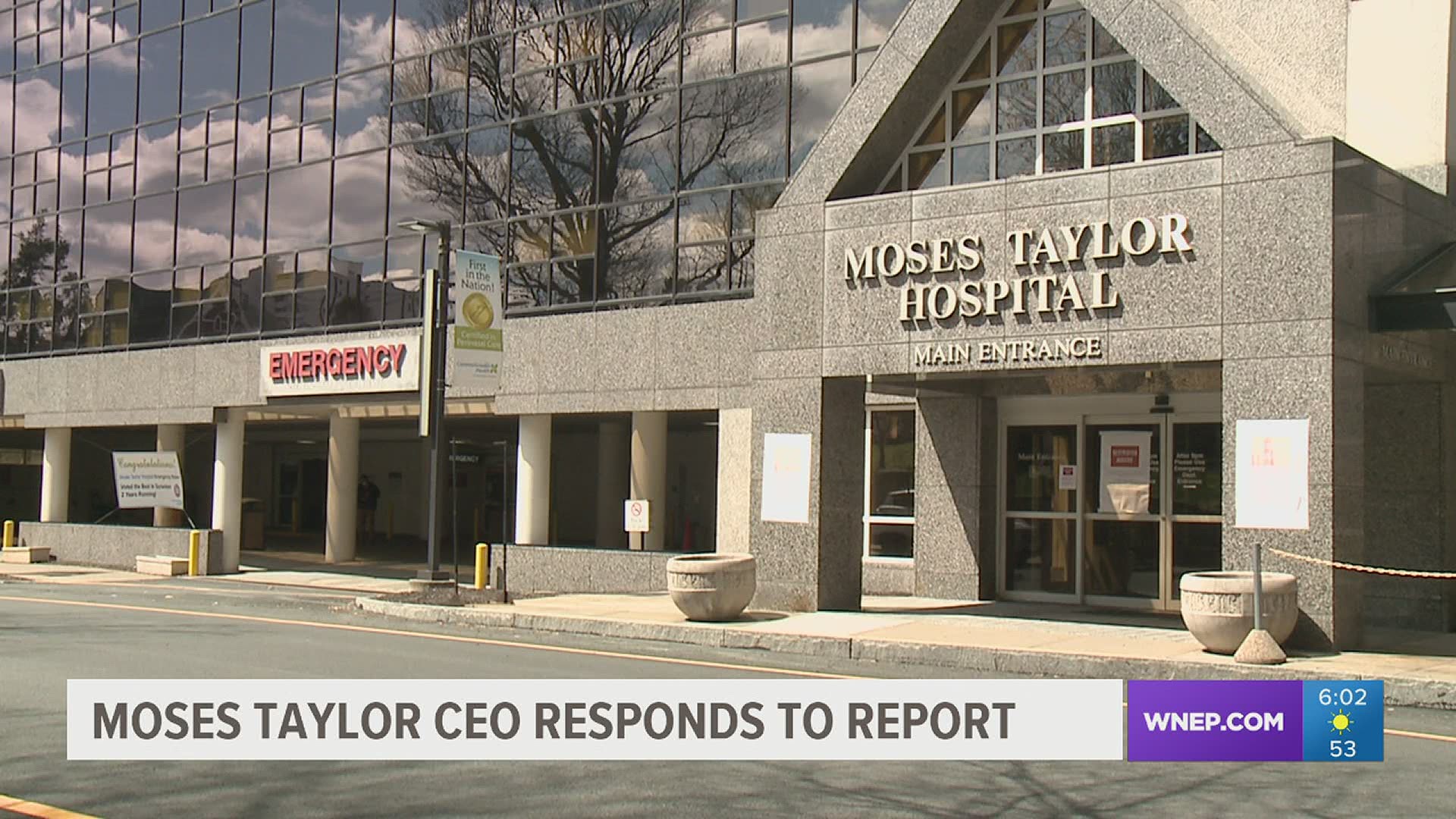 The CEO of Moses Taylor Hospital in Scranton is speaking out after a report from the Washington Post came out accusing the hospital of risking patients with COVID-19