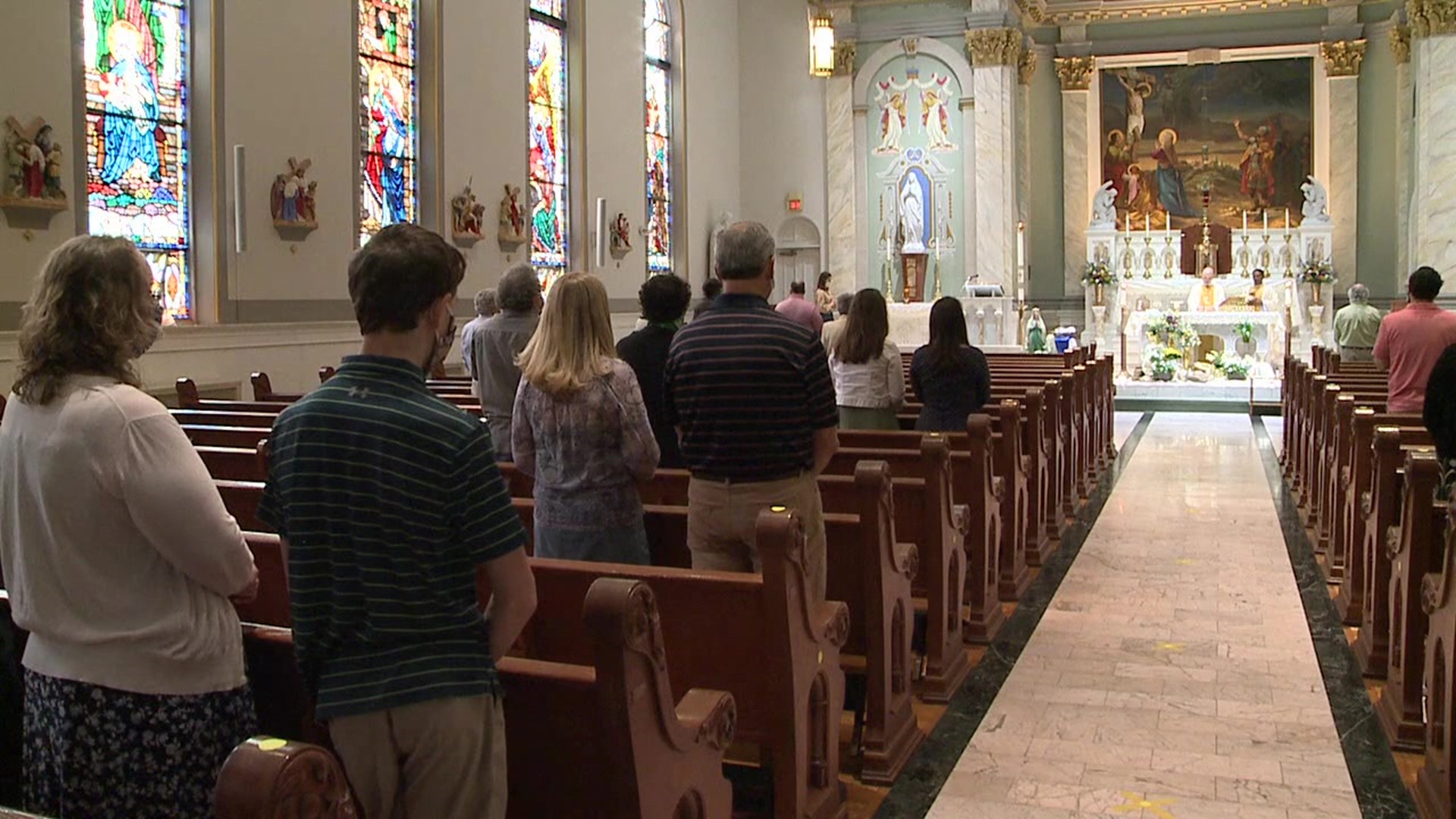 Parishioners at St. Joseph in Danville were able to attend service for the first time in many weeks.