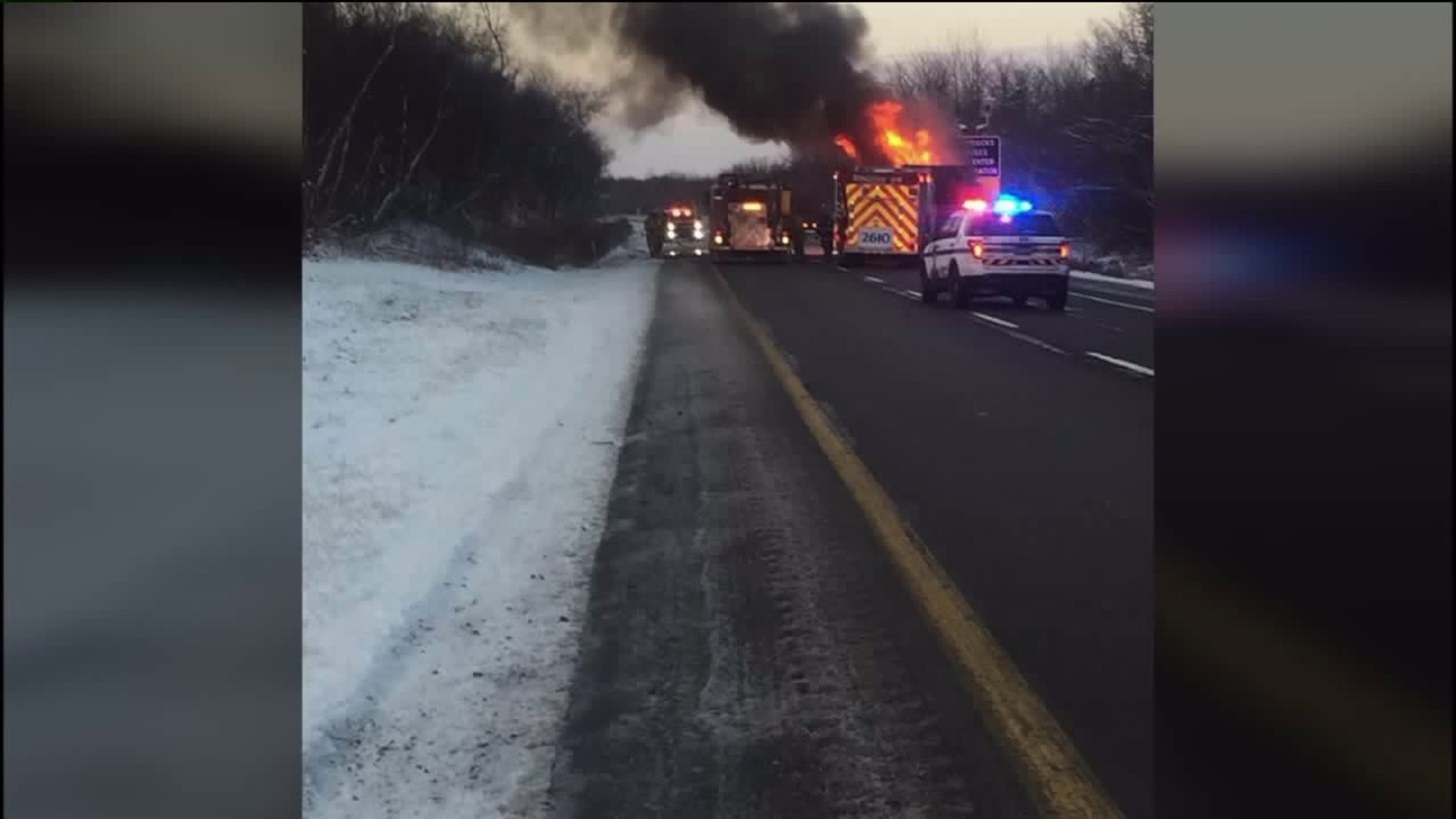 Tractor Trailer Bursts into Flames