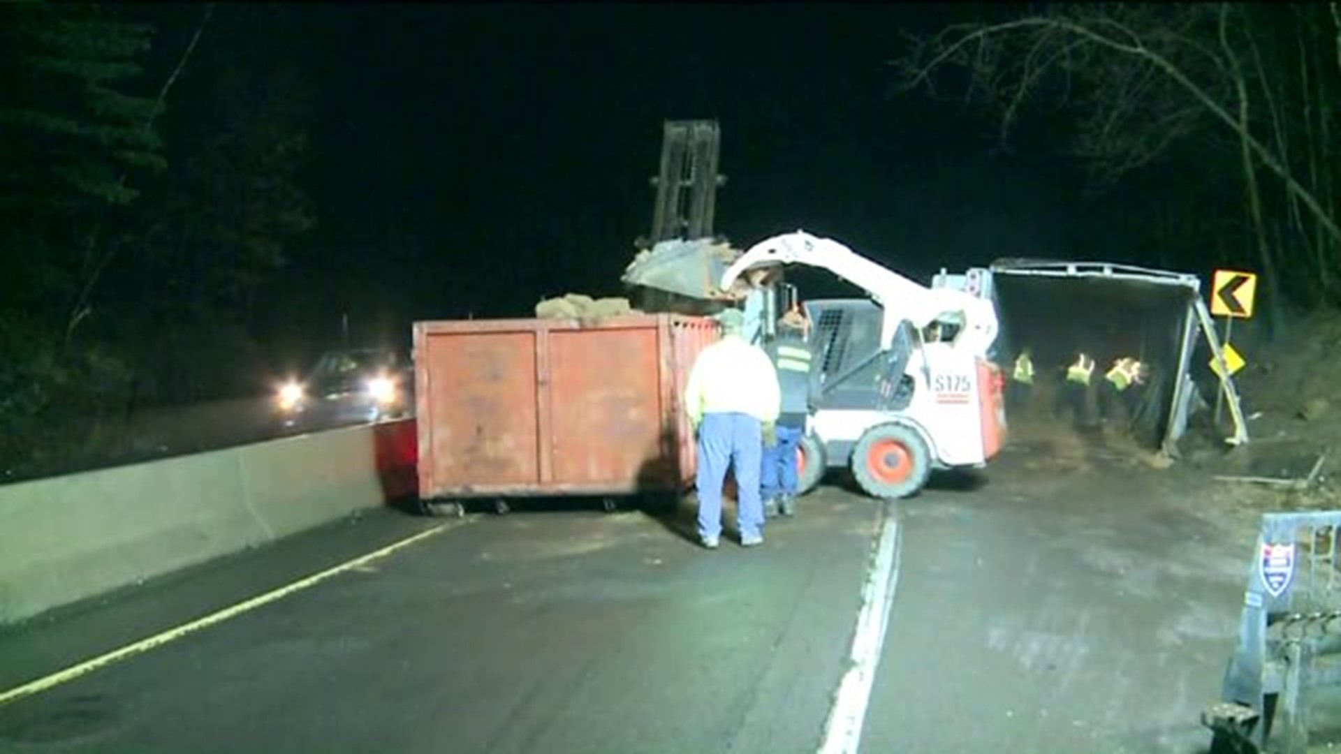 Tipped Truck Closed Interstate Ramp
