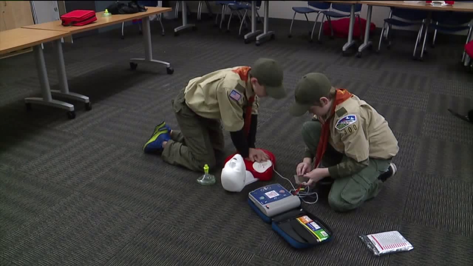 Boy Scouts Trained in CPR Certification Class
