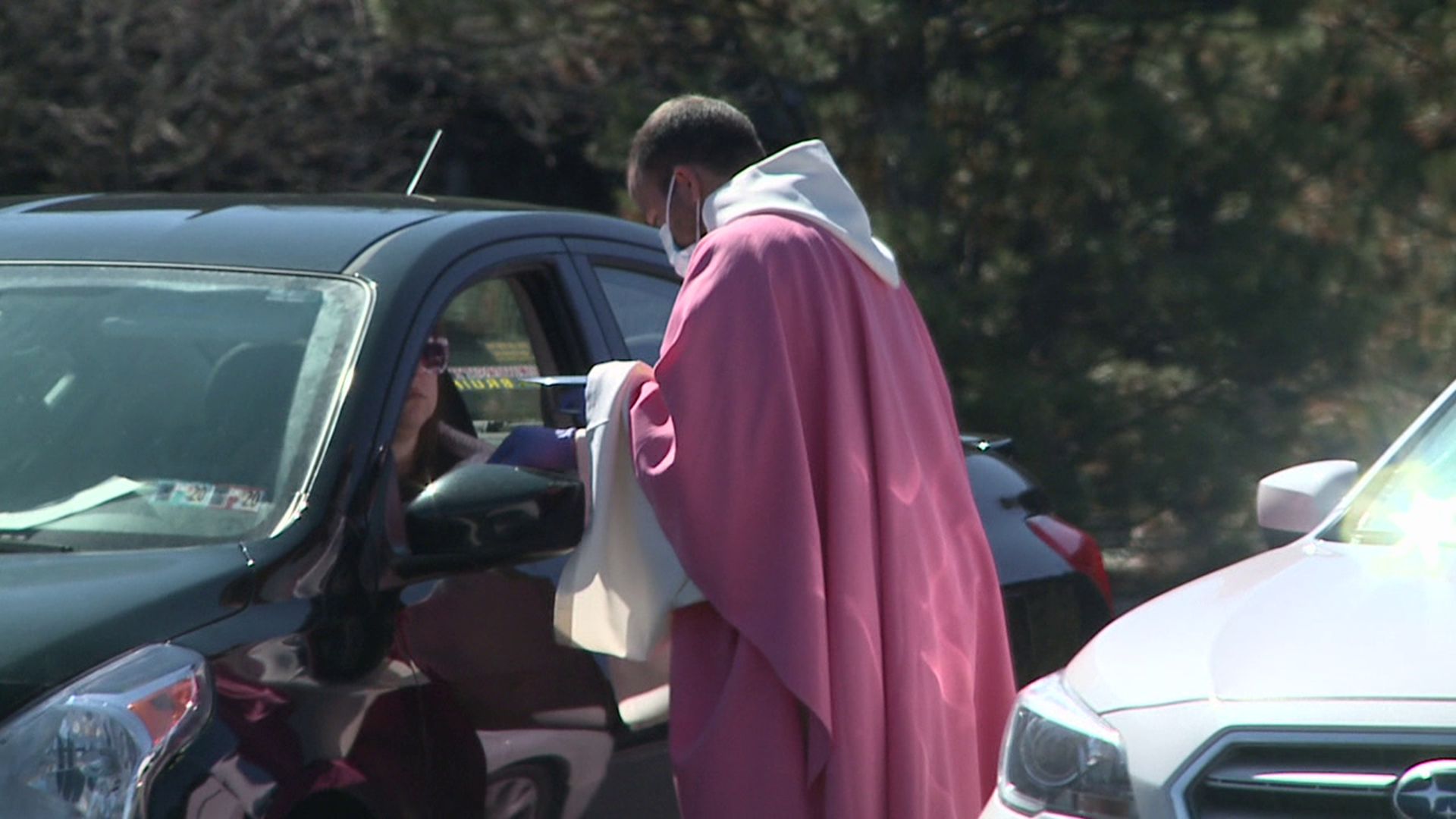 Congregants were given communion in their cars.